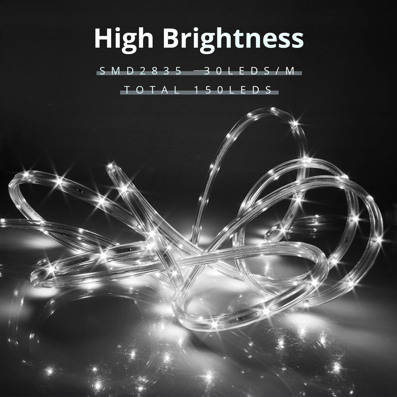 Areful Led Rope Lights - 33Ft Daylight Flexible Strip Light, Waterproof For Home & Holiday Decorations
