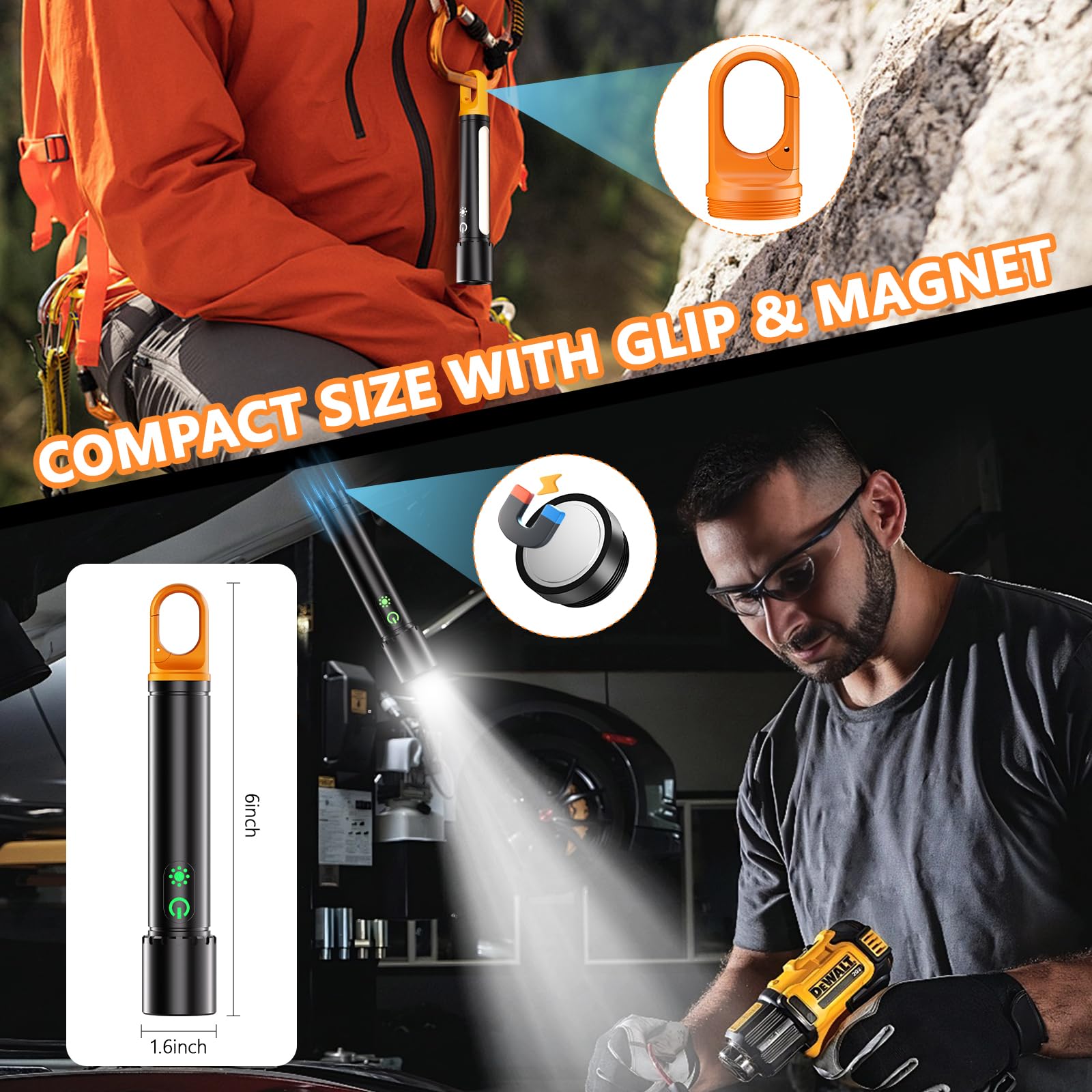 Rechargeable Led Flashlight High Lumens,30W Super Bright Flashlight,2000 Lumen Magnetic Flashlight with 9 Modes,Waterproof Stron