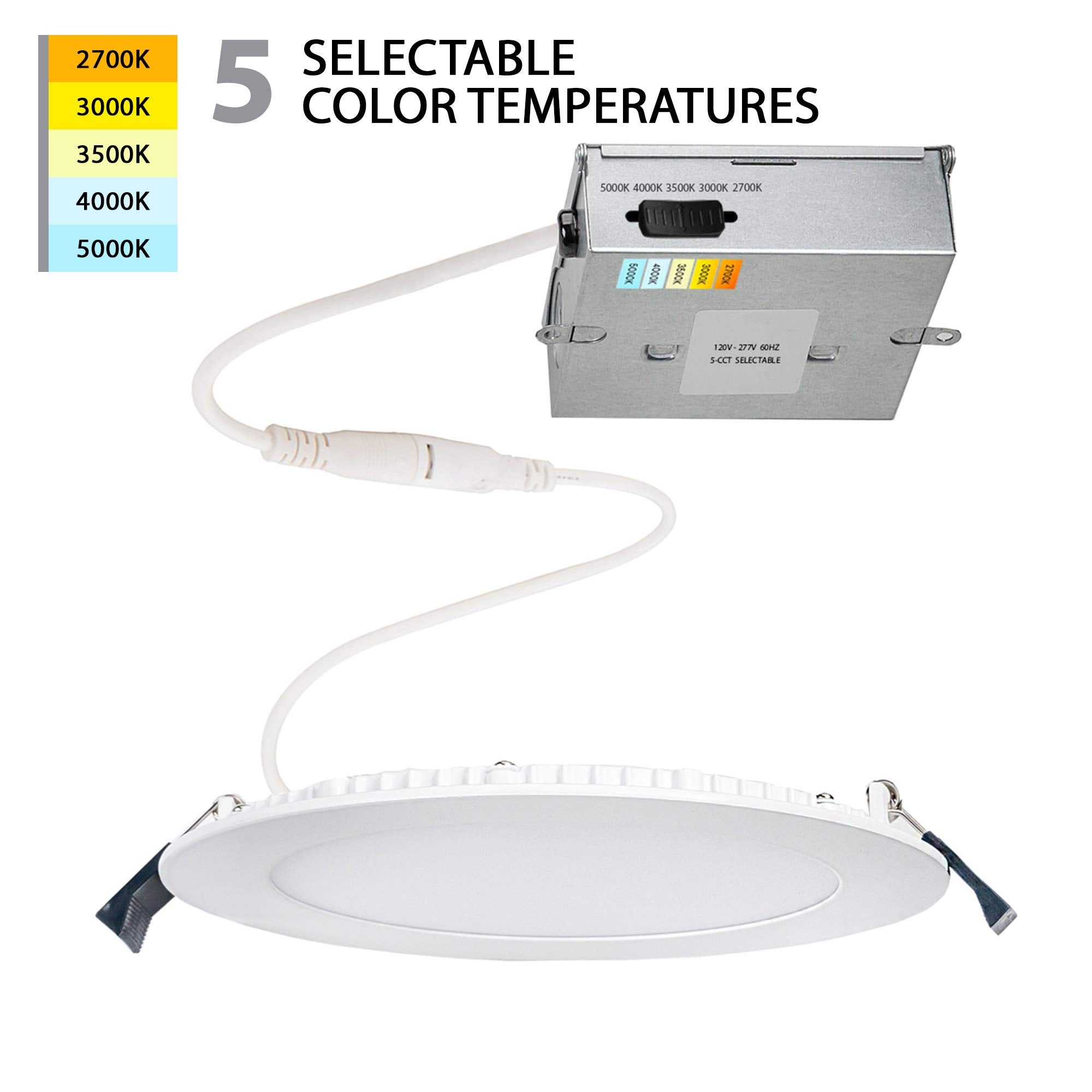 Wac Lighting, Lotos 4In Led Round 5-Cct Selectable 2700K-3000K-3500K-4000K-5000K Recessed Kit In White