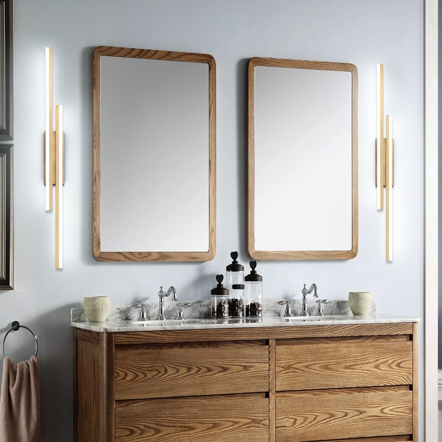 Presde 48In Modern Dimmable Led Bathroom Light Fixtures Over Mirror Brushed Gold Vanity Light For Bathroom (Cold White 6000K