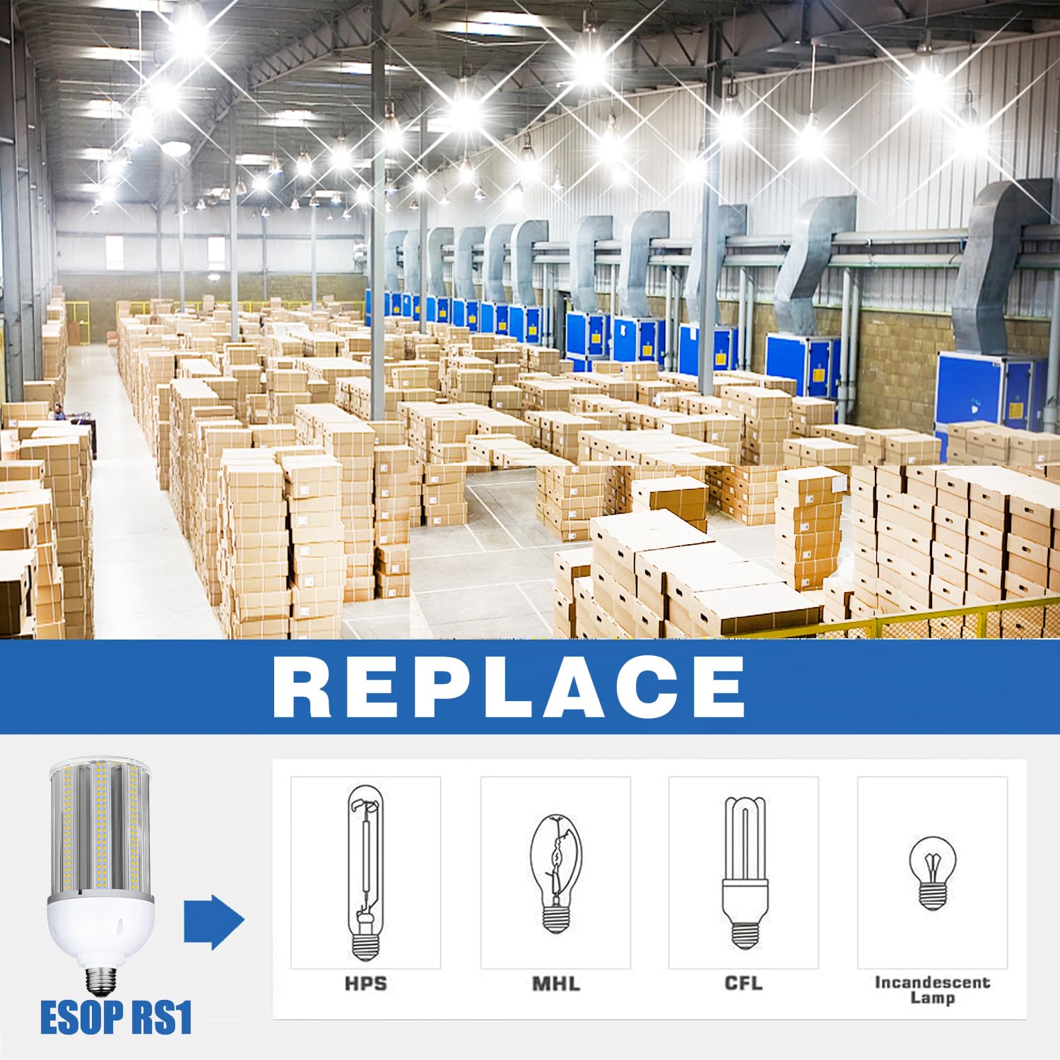 DJDTDTY 60W LED Corn Light Bulb, 9000 Lumen, E26/E39 Base, 5000K Daylight, Aluminum, 1 Count (Pack of