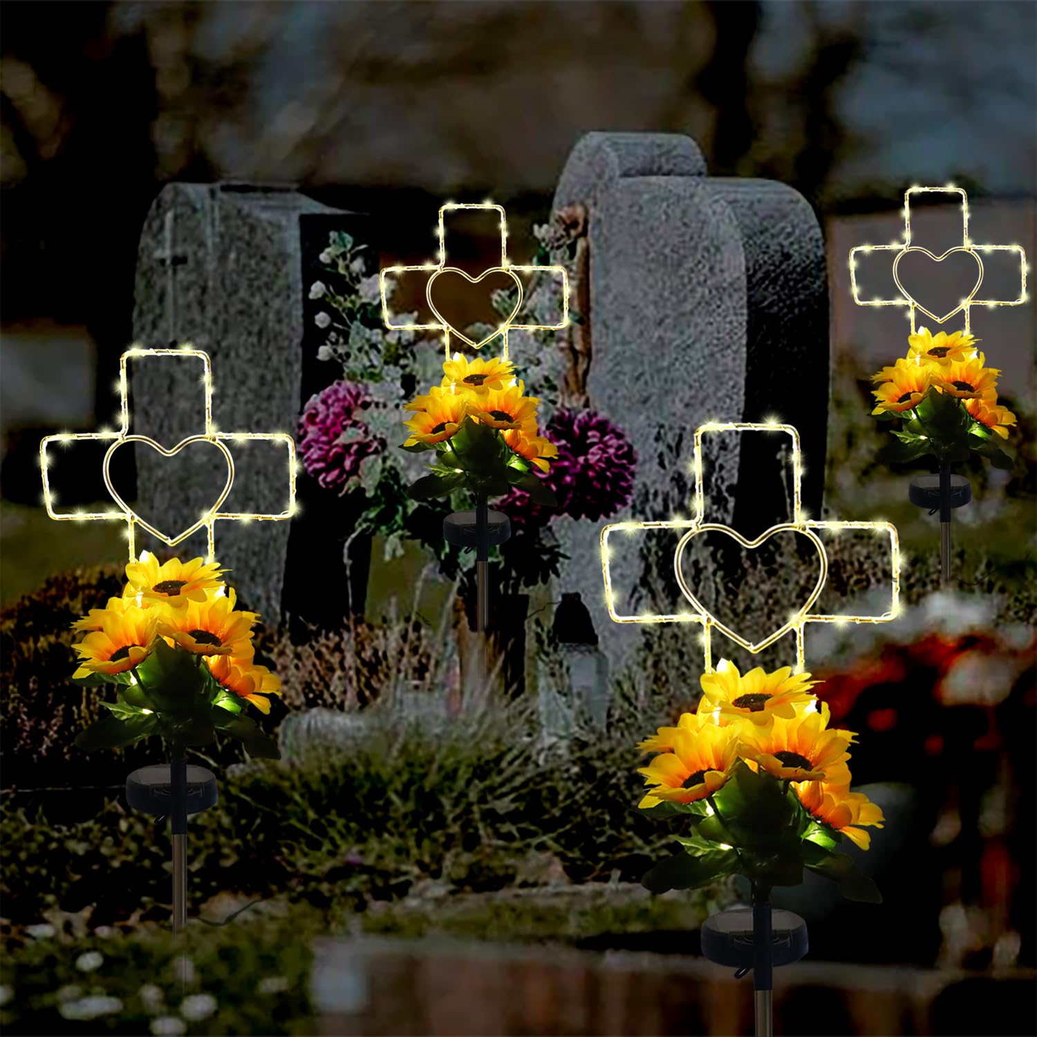 Lmtocs Solar Cross Cemetery Decorations For Grave, Memorial Sympathy Gift For Loss Of Loved One Mom Dad, Grave Decorations For B