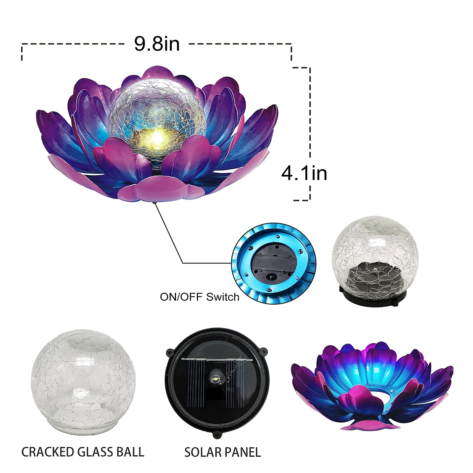 Solar Lotus Flower Light Outdoor Decorations,Solar Powered Outdoor Garden Decorative,Garden Decor Birthday Gift for Women Mom Gr