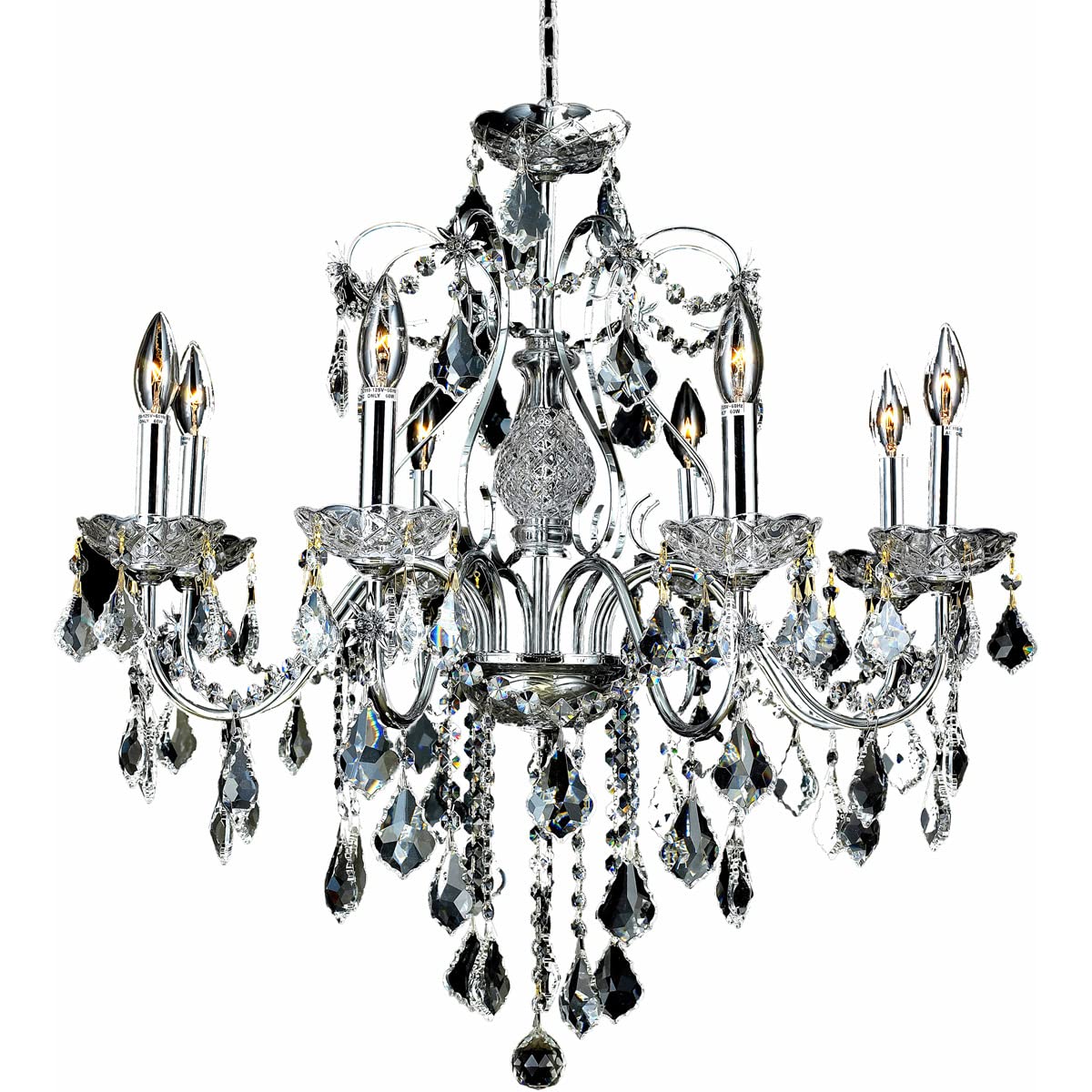 Elegant Lighting 2015D26C/Rc St. Francis 23-Inch High 8-Light Chandelier, Finish With Crystal (Clear) Royal Cut Rc Crystal, 26&quot; X 26&quot; X 23&quot;, Chrome