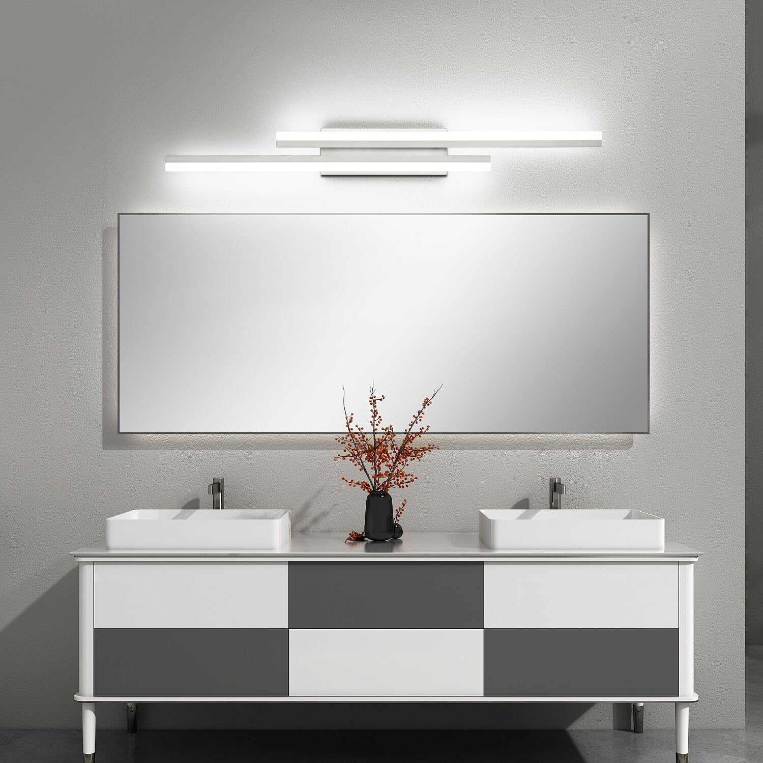 PRESDE 40-inch Bathroom Vanity Light Fixture, Dimmable LED, 5 Color Temperatures, Modern Brushed Nickel, Aluminum Over Mirror Lighting