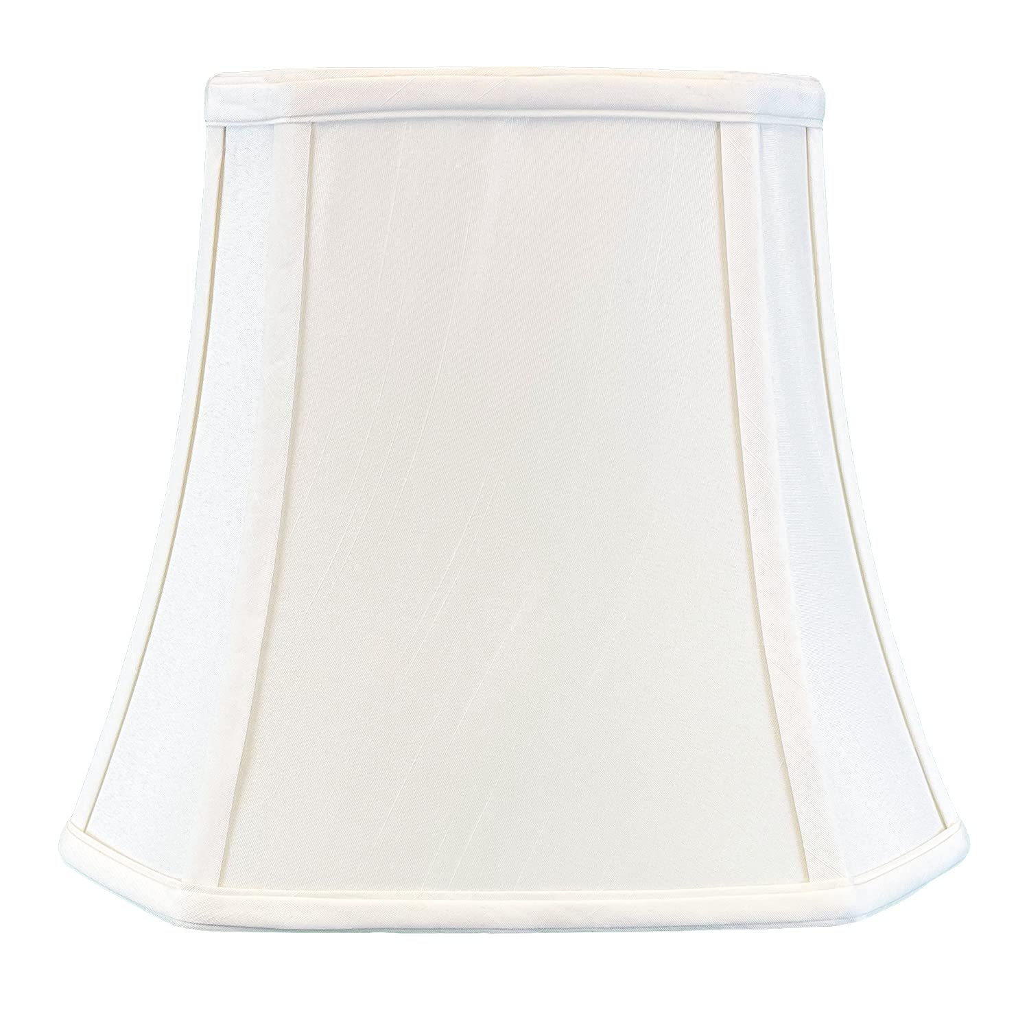 Royal Designs, Inc. Square Cut Corner Bell Lamp Shade, 12 Inch, White, Silk-Type Shantung Fabric, Model BSO-705-12WH