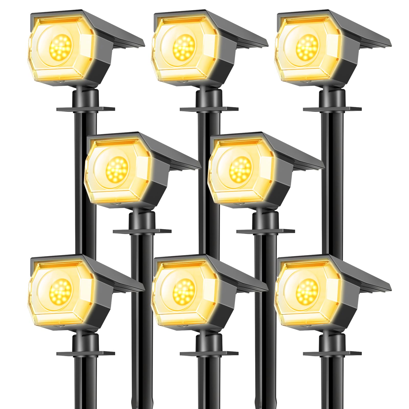 Peasur 18 Pack Solar Lights Outdoor  Spotlights Outdoor Waterproof 3 Modes  2-in-1 Auto On/Off Solar Spot Landscape Lighting Outside for Tree Plants Yard Garden Pathway  Warm White