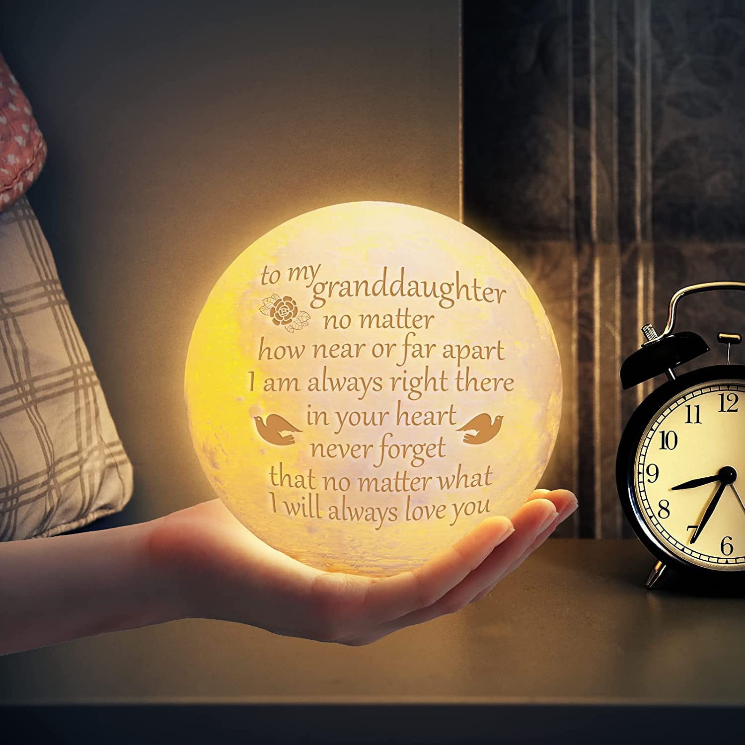 Funnli Granddaughter Gifts from Grandma, Mothers Day Graduation Christmas Birthday Gifts for Granddaughter Moon Lamp, 3D Printed