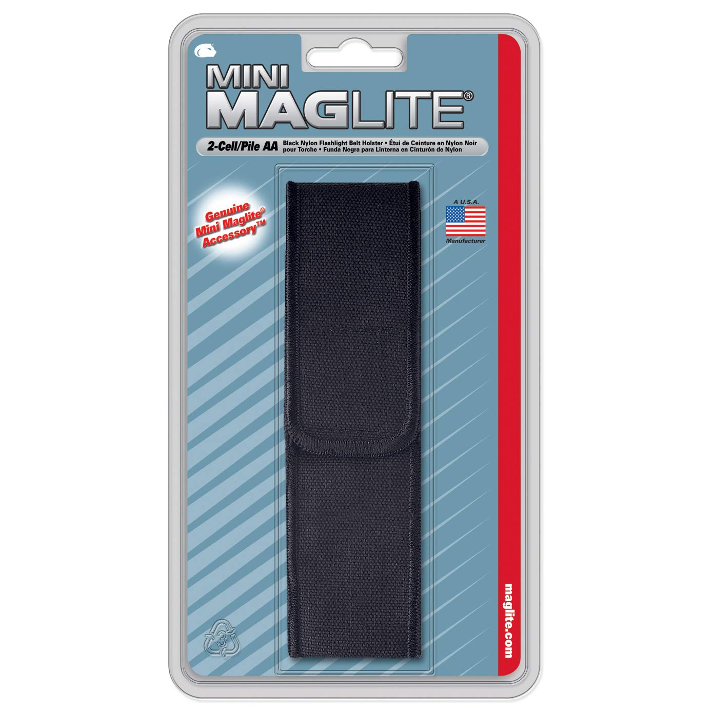 Maglite Black Nylon Full Flap Holster For Mini Maglite Aa Flashlights