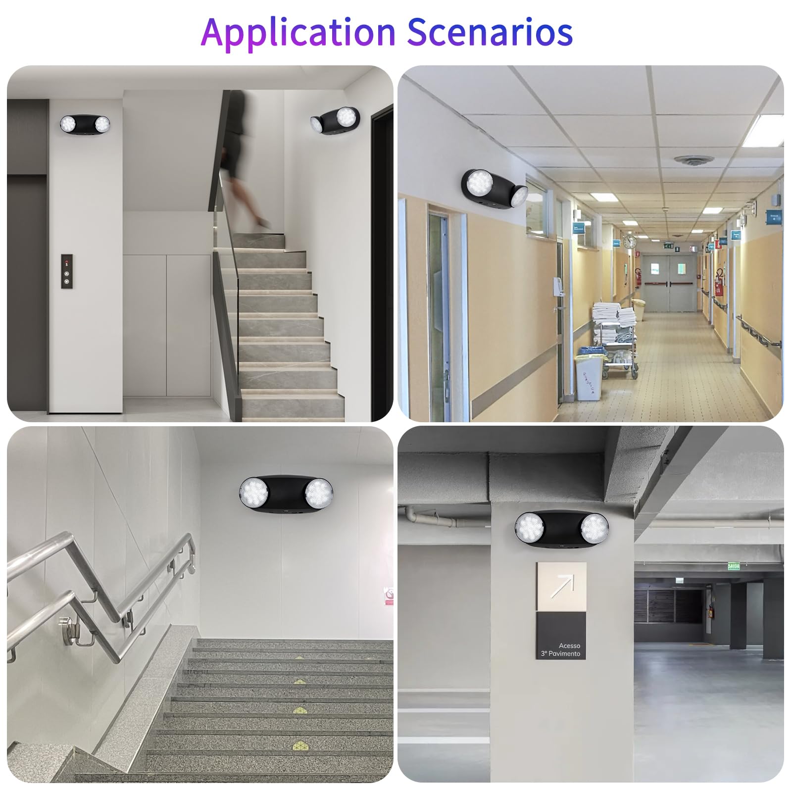 Tanlux Led Emergency Lights With Battery Backup  Commercial Emergency Light Fixtures For Business Home Power Failure Emergency Exit Sign Lighting With 1.0 Meter Plug In Cord Ac120V Input  Black