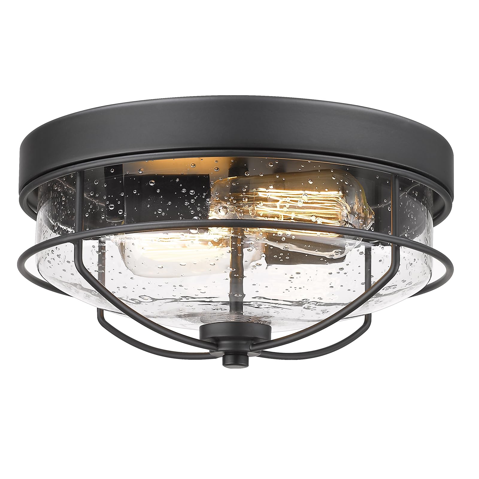 HWH INVESTMENT Flush Mount Ceiling Light Fixtures, 12 inch 2-Light Farmhouse Close to Ceiling Light Fixture with Seeded Glass Sh