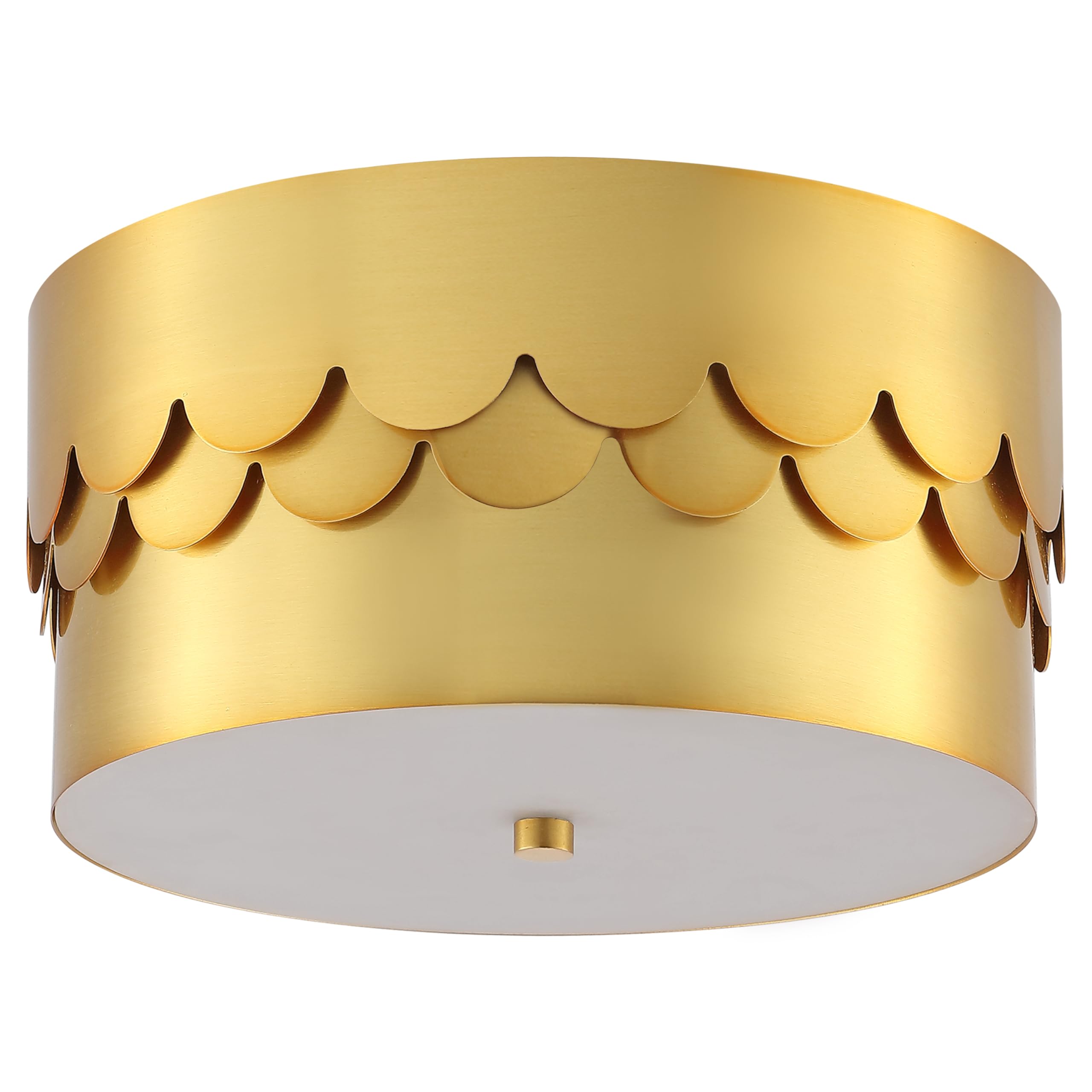 Safavieh Lighting Collection Jimena Brass Gold 3-Light 13-Inch Drum Flush Mount (Led Bulbs Included)