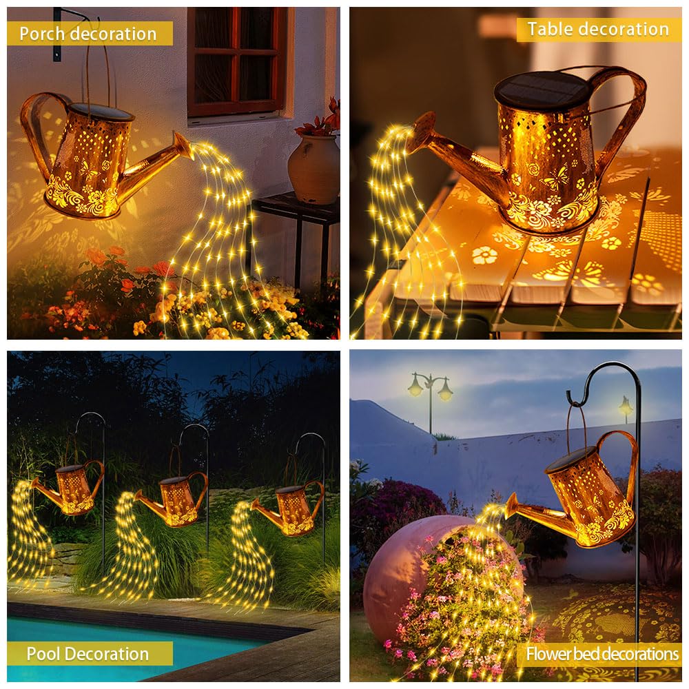 Solar Watering Can Lights, Unique Owl Gardening Gifts For Mom Women Grandma Birthday, Waterproof Large Hanging Solar Lantern For