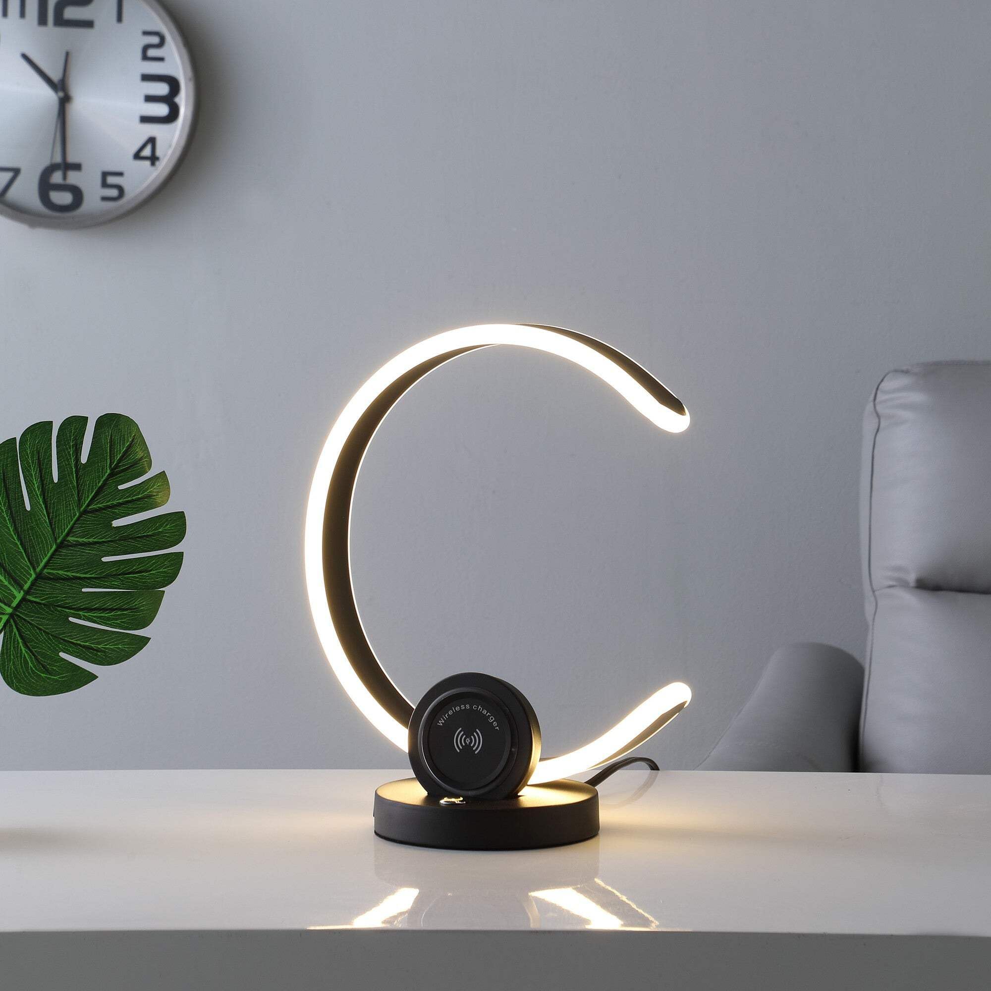 13 Black Contempo Shape LED with USB Desk or Table Lamp
