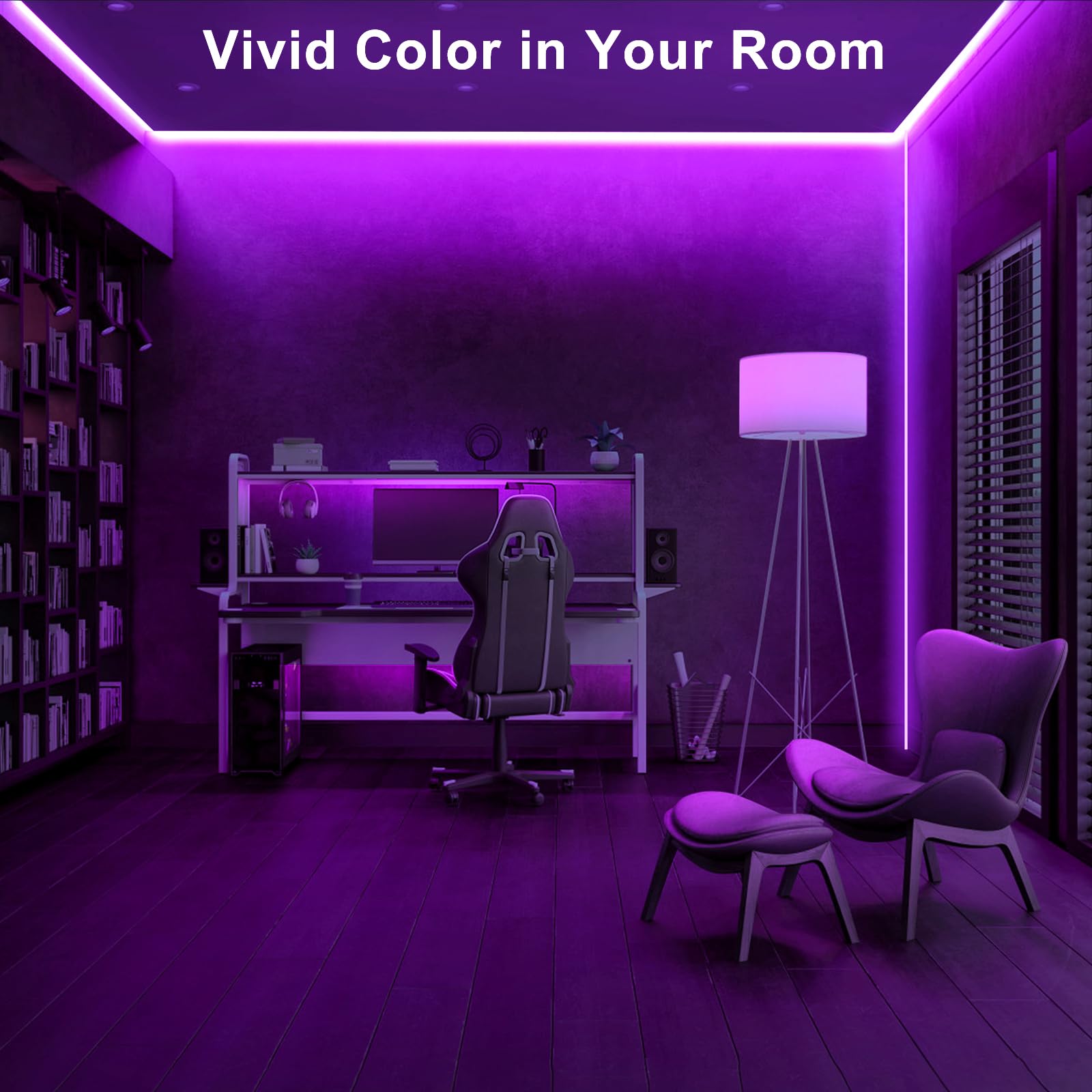 Tatazone 32.8ft Purple COB LED Strip Lights with Remote, Dimmable, Adhesive, Model LSSCOBT38420PP