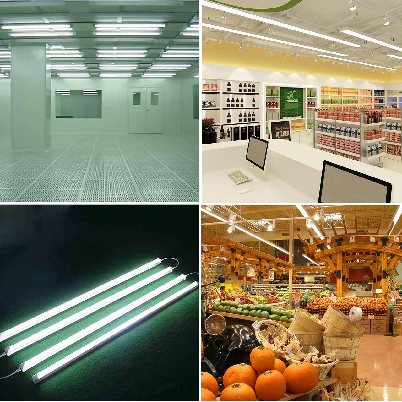 Wahadi (Pack Of 8 4Ft T8 Led Integrated Tube Light Fixture 24W Bright White 6000K 4 Foot Shop Single Strip Connectable Bulb Clea