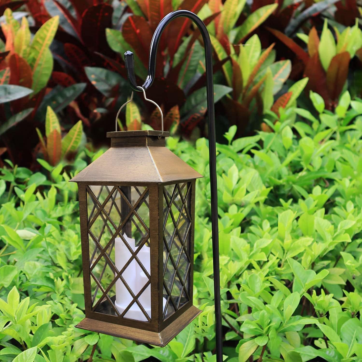 Solar Outdoor Lantern, Garden Hanging Waterproof Lanterns, 3 Led Flickering Flameless Candle, Pvc, For Garden Decor Gifts (2 Pac