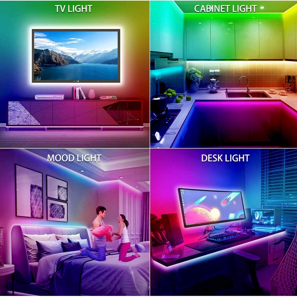 TIMELUX LED Backlights for TV, 10ft RGB Color Changing Strip Lights, USB Operated, Model BRT-ST5050USB, Dimmable with Remote Controller