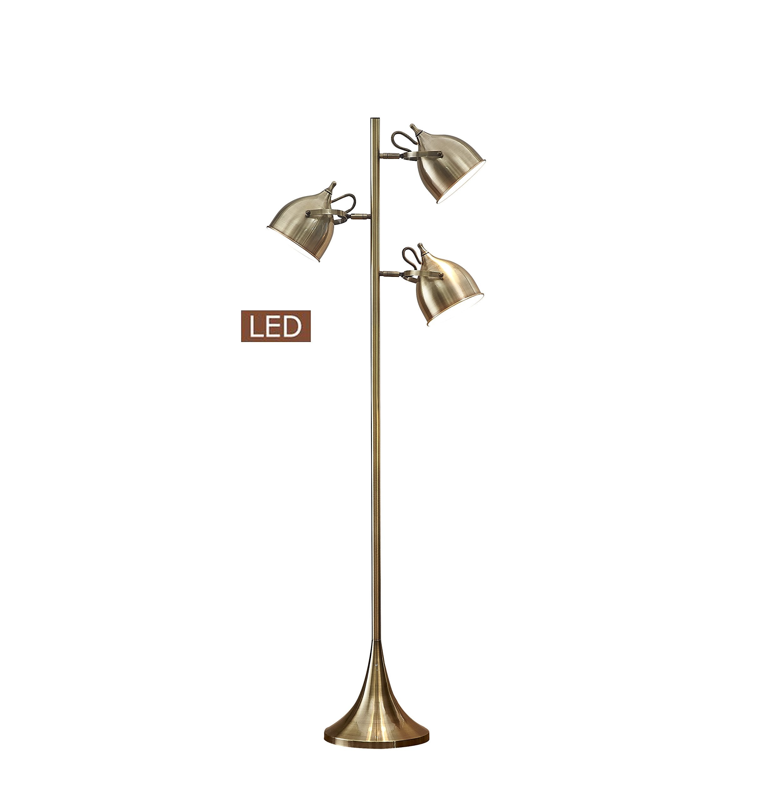 Artiva USA LED Floor Lamp, Caprice Model LED9938FAB, Metal, Antique Satin Brass