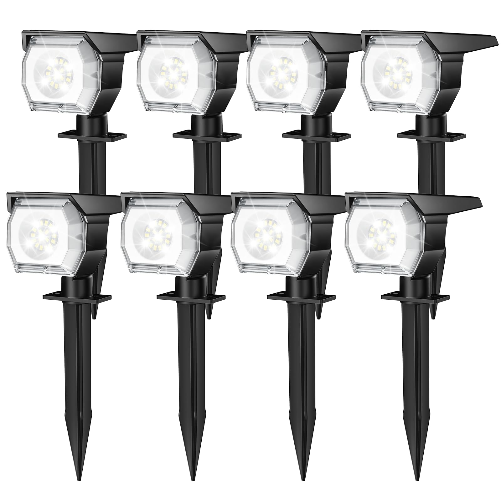 EIUIO Solar Spot Lights Outdoor, 3 Lighting Modes, Waterproof, 8in Cool White, Model CDD-4