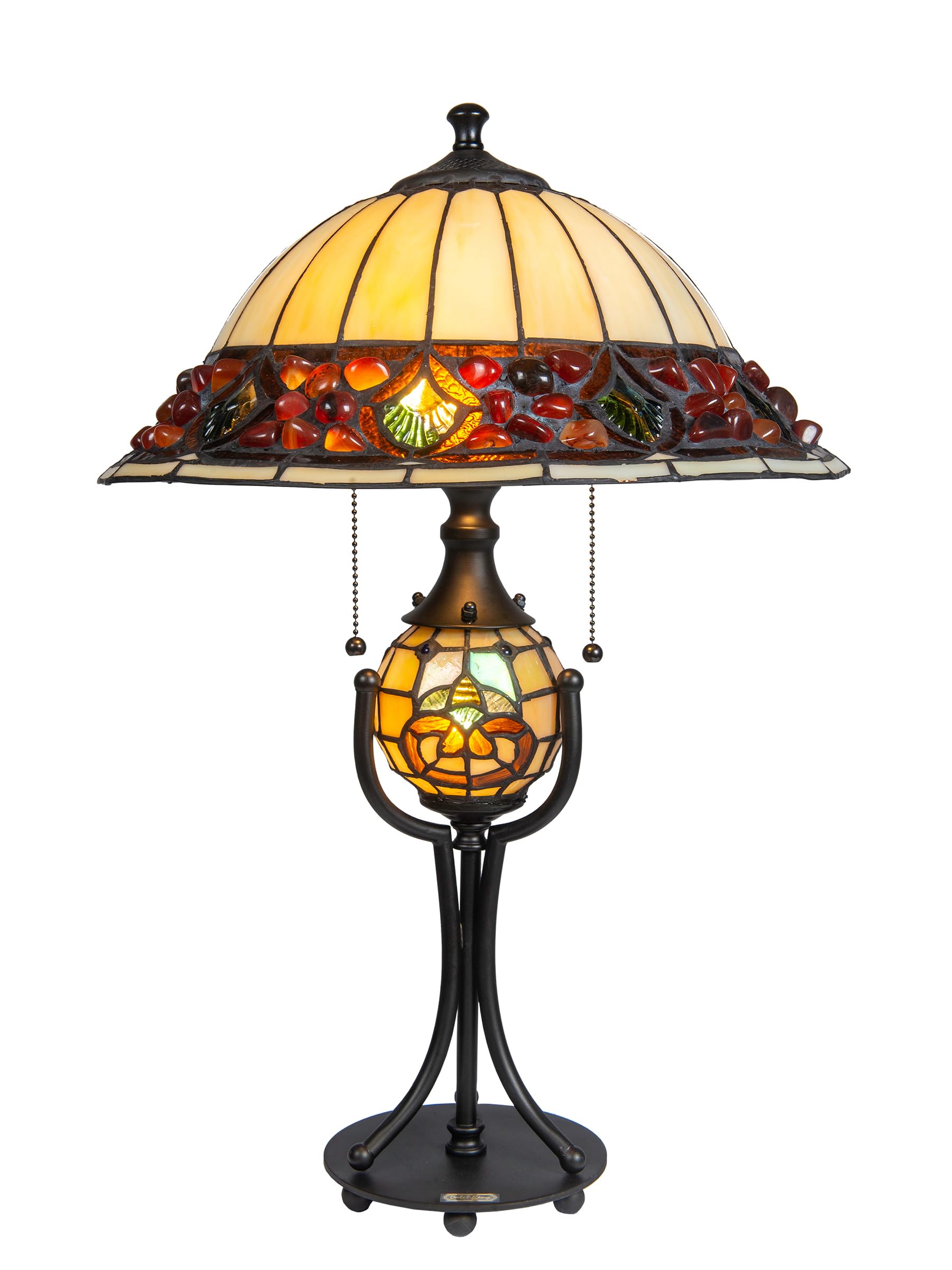 Dale Tiffany Traditional Tiffany Style Table Lamp 25 Tall Chiara Antique Bronze Finish Metal Base w/Night Light Handcrafted Art 