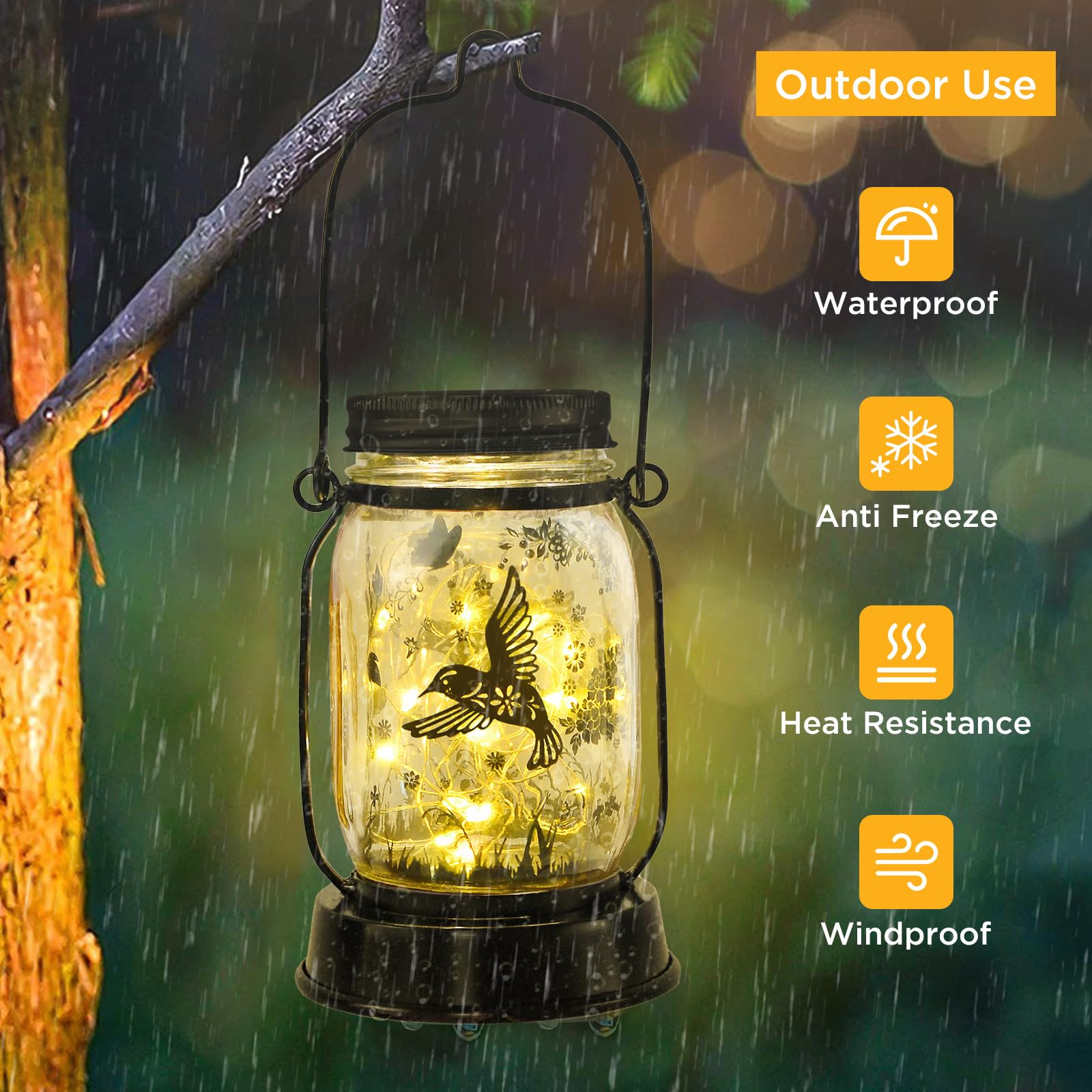 Kyoryuger Solar Hummingbird Lantern Outdoor Garden Decor, Gifts For Women Mom Gradma Birthday Gifts, Hanging Solar Light Lawn Or