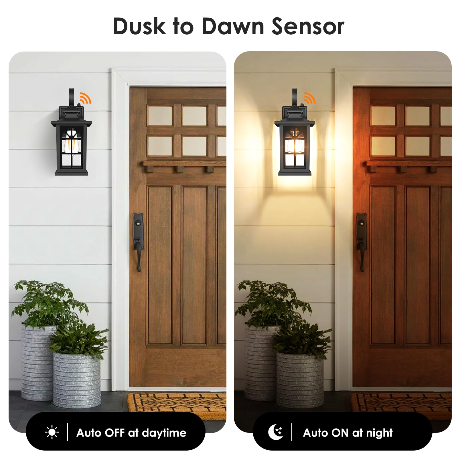 2-Pack Dusk To Dawn Outdoor Wall Light Fixtures, Aluminum Exterior Lighting Fixtures Wall Mount, Waterproof Porch Lights Outdoor