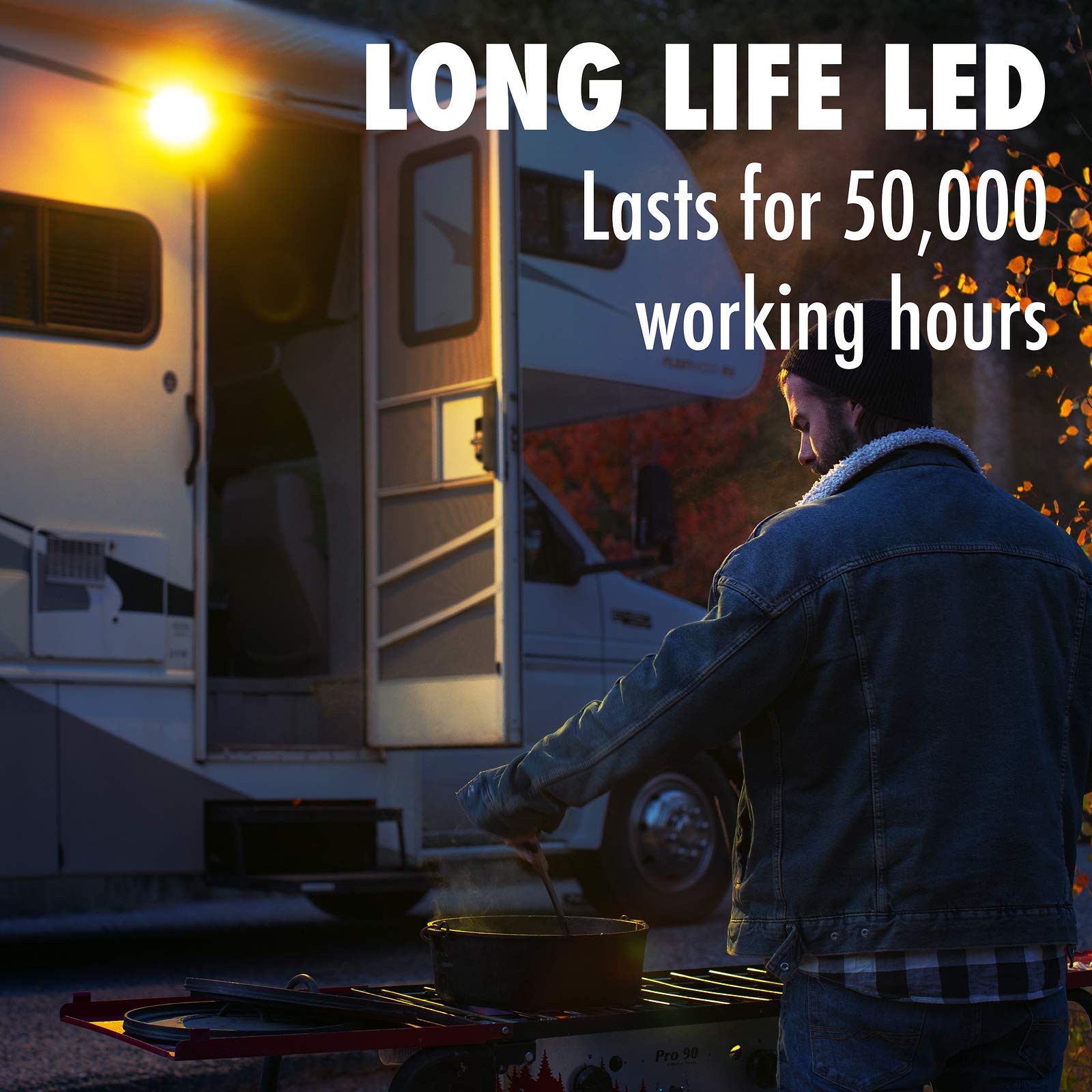 Lumitronics RV LED Porch Light Fixture - Clear & Amber Lenses, No Switch, White Base, Model LUM-IP01L