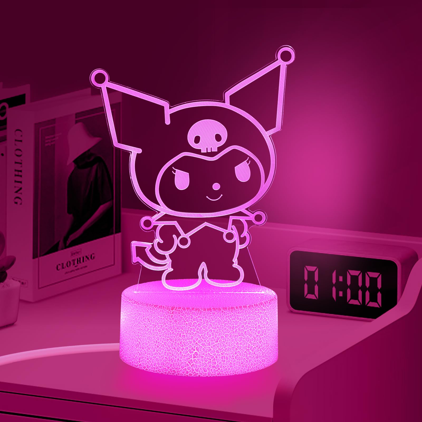 Sunduck Pink Kawaii Night Light With Corded Control- Cute Dreamy Girls Room Decor  Perfect Birthday/Christmas Gift For Kids  Unique Holiday Present