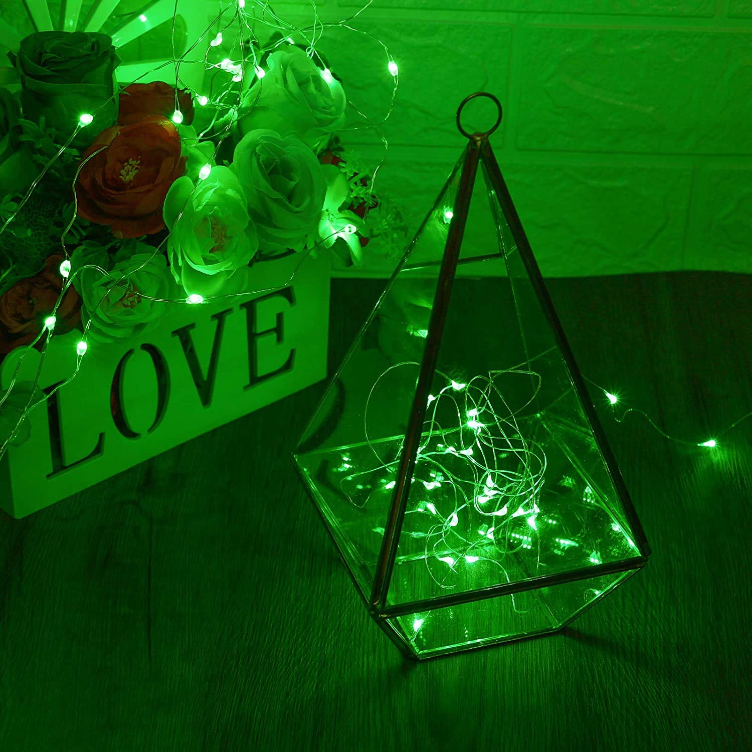 Vookry 8 Pack 30 Led Fairy Lights - 10 Ft Green Waterproof Silver Wire For Diy Crafts, Weddings, Parties, Christmas Decorations