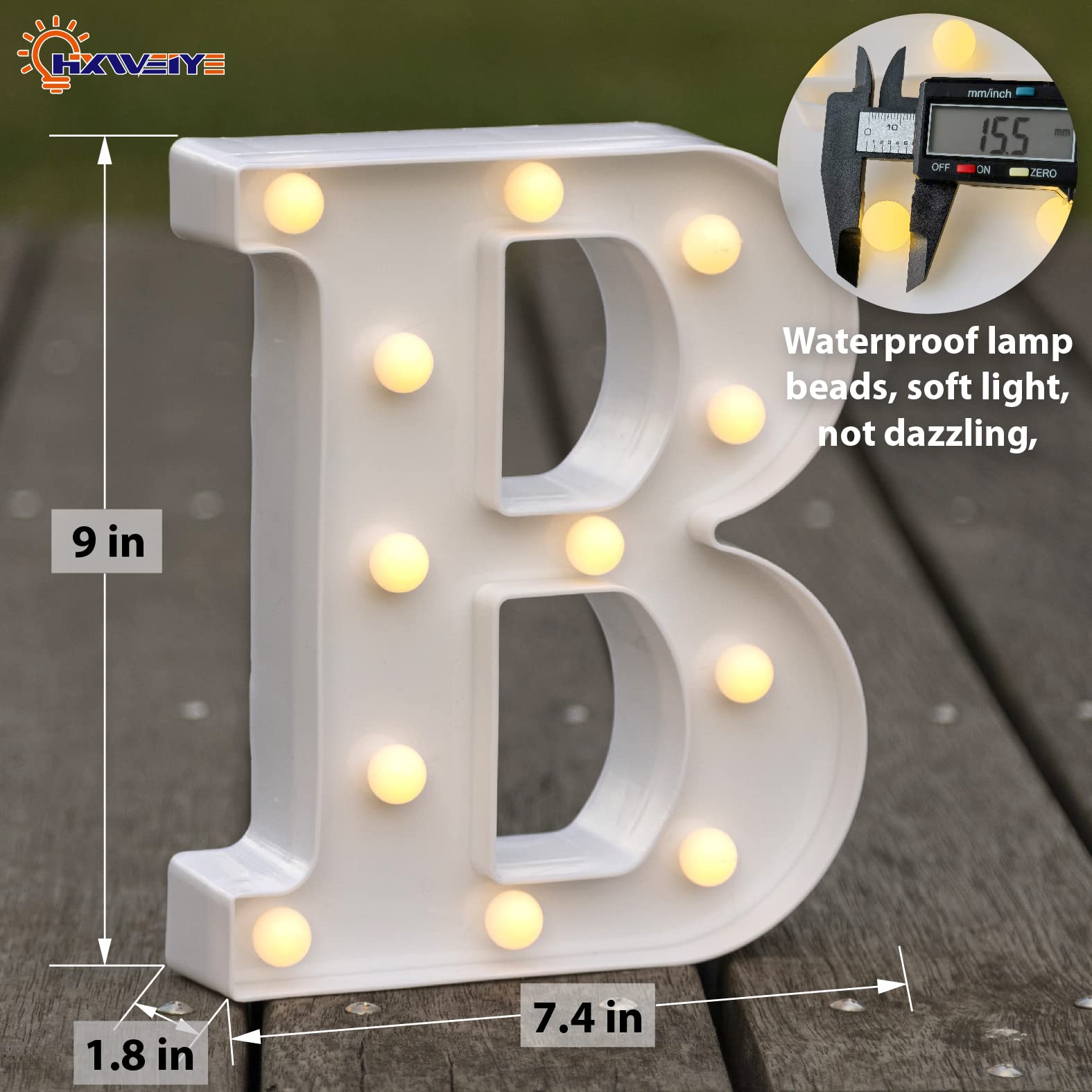 HXWEIYE LED Marquee Letters Light Sign, 26 Alphabet & 0-9 Numbers, Battery Powered, Warm White, Plastic
