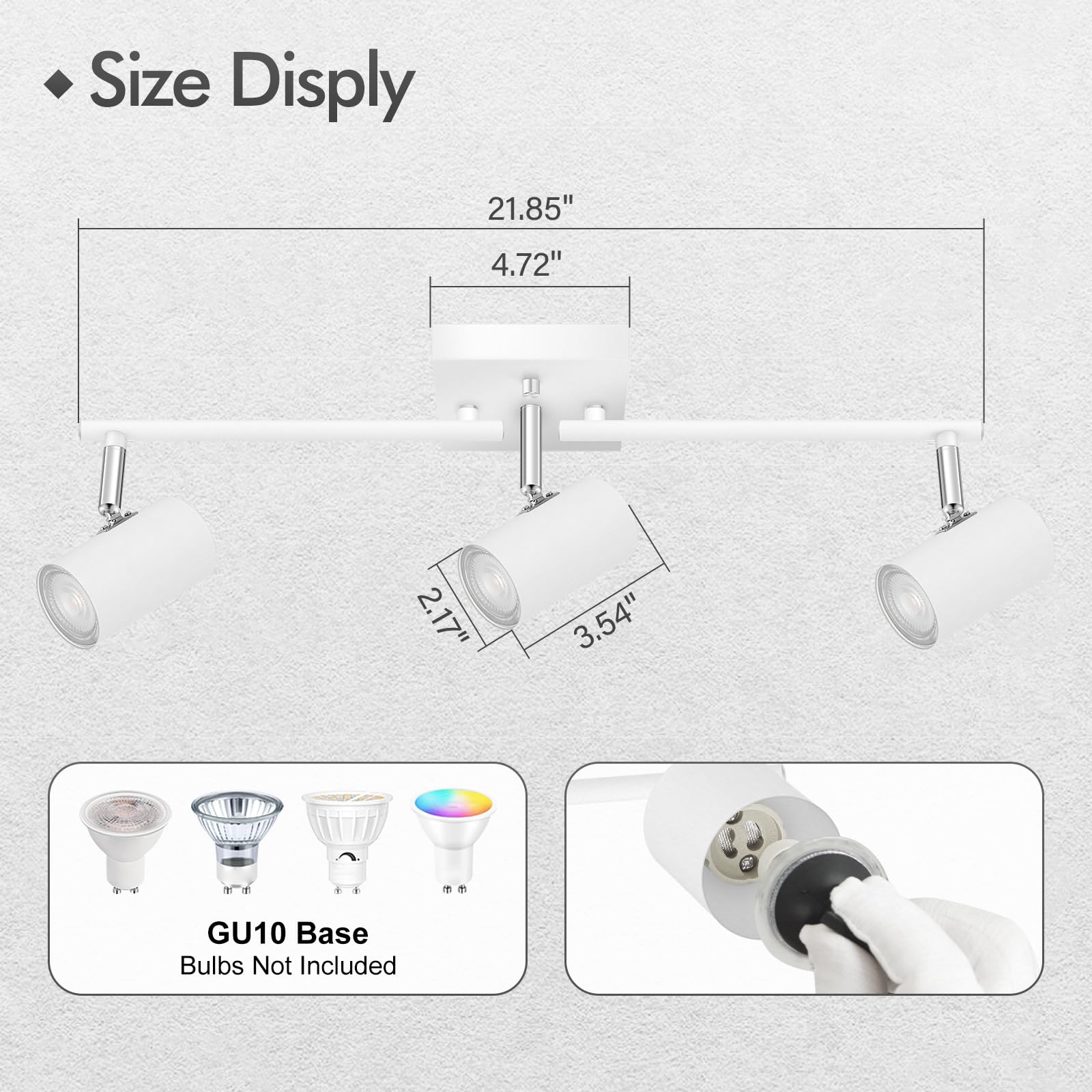 Auquee 3 Light Track Lighting Fixtures Ceiling, White Kitchen Lighting Fixtures Ceiling, Track Lights Ceiling, Rotatable Light H