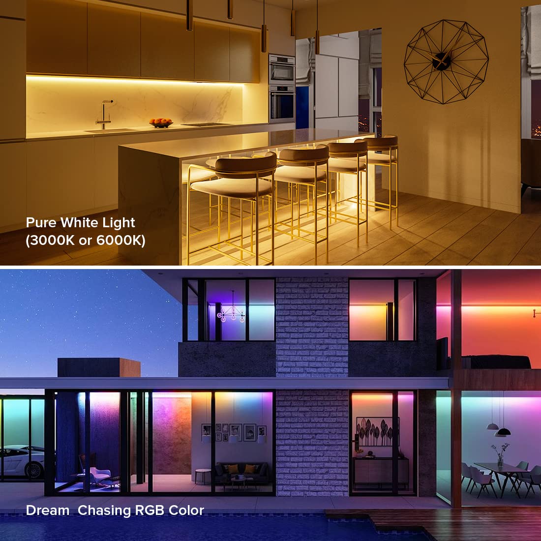 BTF-LIGHTING WS2814 RGBW LED Strip, 60LED/m, 16.4FT, IP67, DC12V, Flexible, 4 Colors in 1, Dream