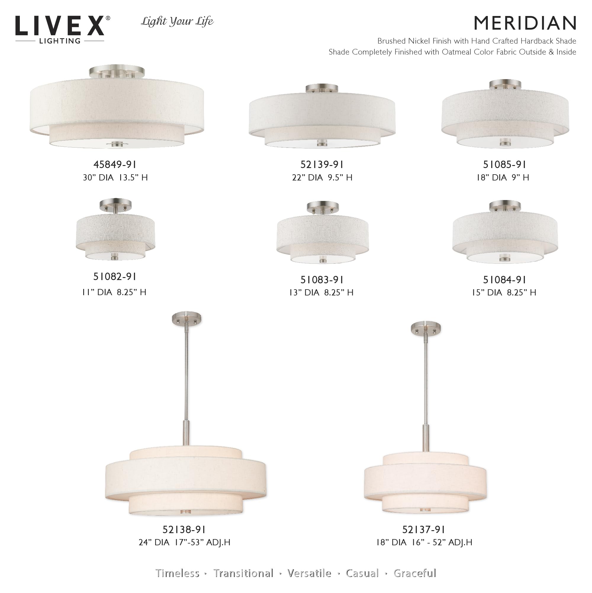 Livex Lighting Fabric Shade 52138-92 Meridian 5 Light English Bronze Pendant