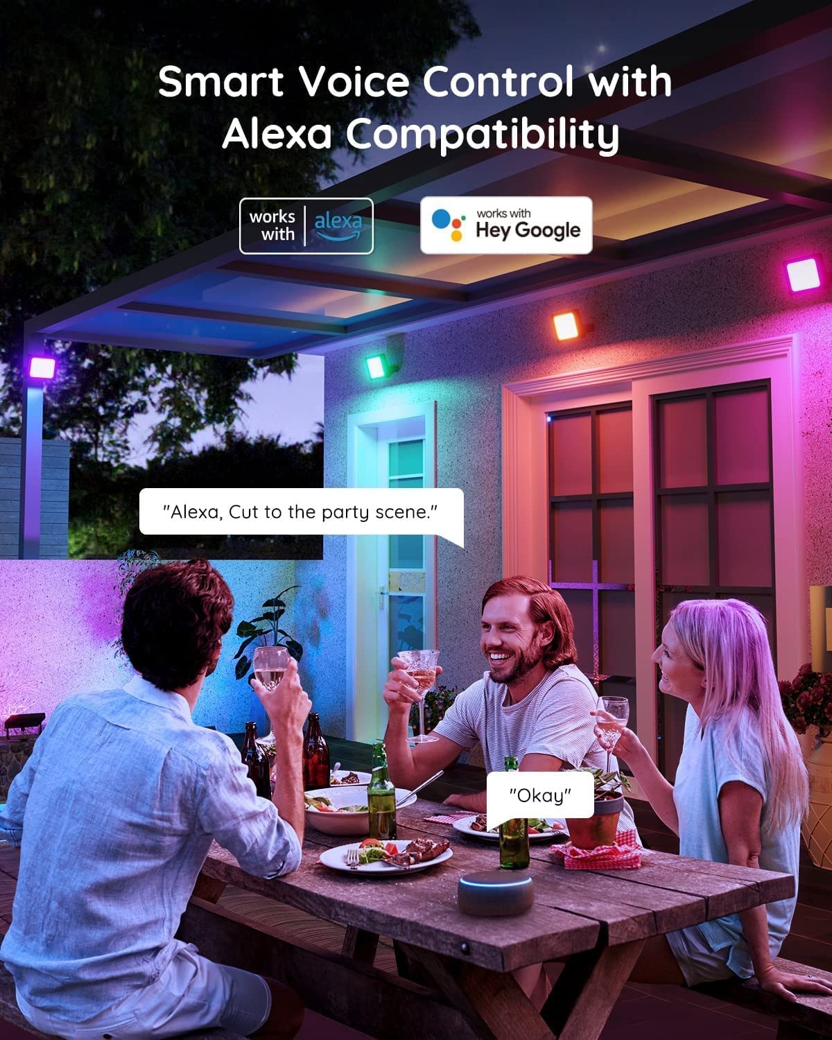 Govee Outdoor Flood Lights, Uplight 2 in 1, LED Low Voltage Landscape Lighting, IP65 Pathway Lights with App Control for Garden,