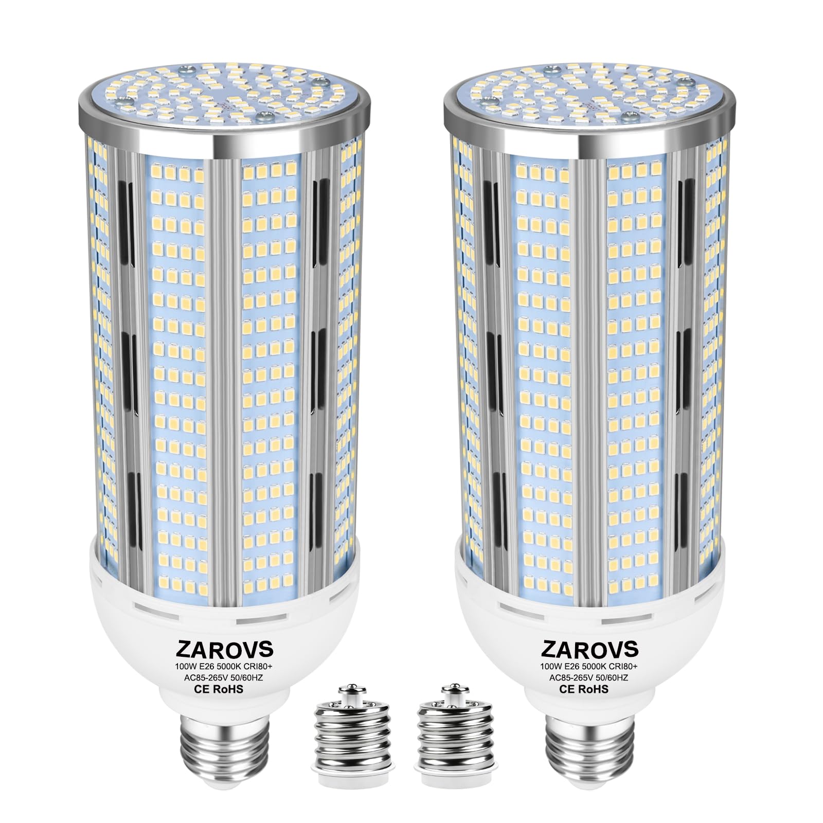 2Pack 100W LED Corn Bulb, 12500LM Super Bright 5000K Daylight White, E26/E39 Large Mogul Base, 400W Metal Halide MH HID HPS Repl
