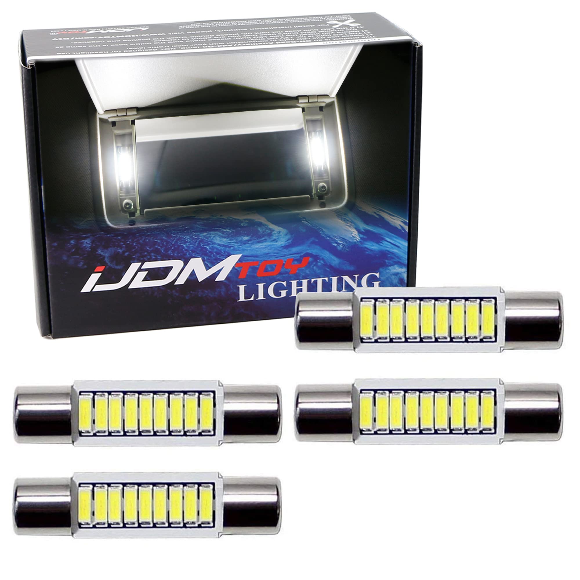 iJDMTOY 9-SMD 29mm LED Replacement Bulbs for Car SUV Truck Sunvisor Vanity Mirror Lights, Xenon White
