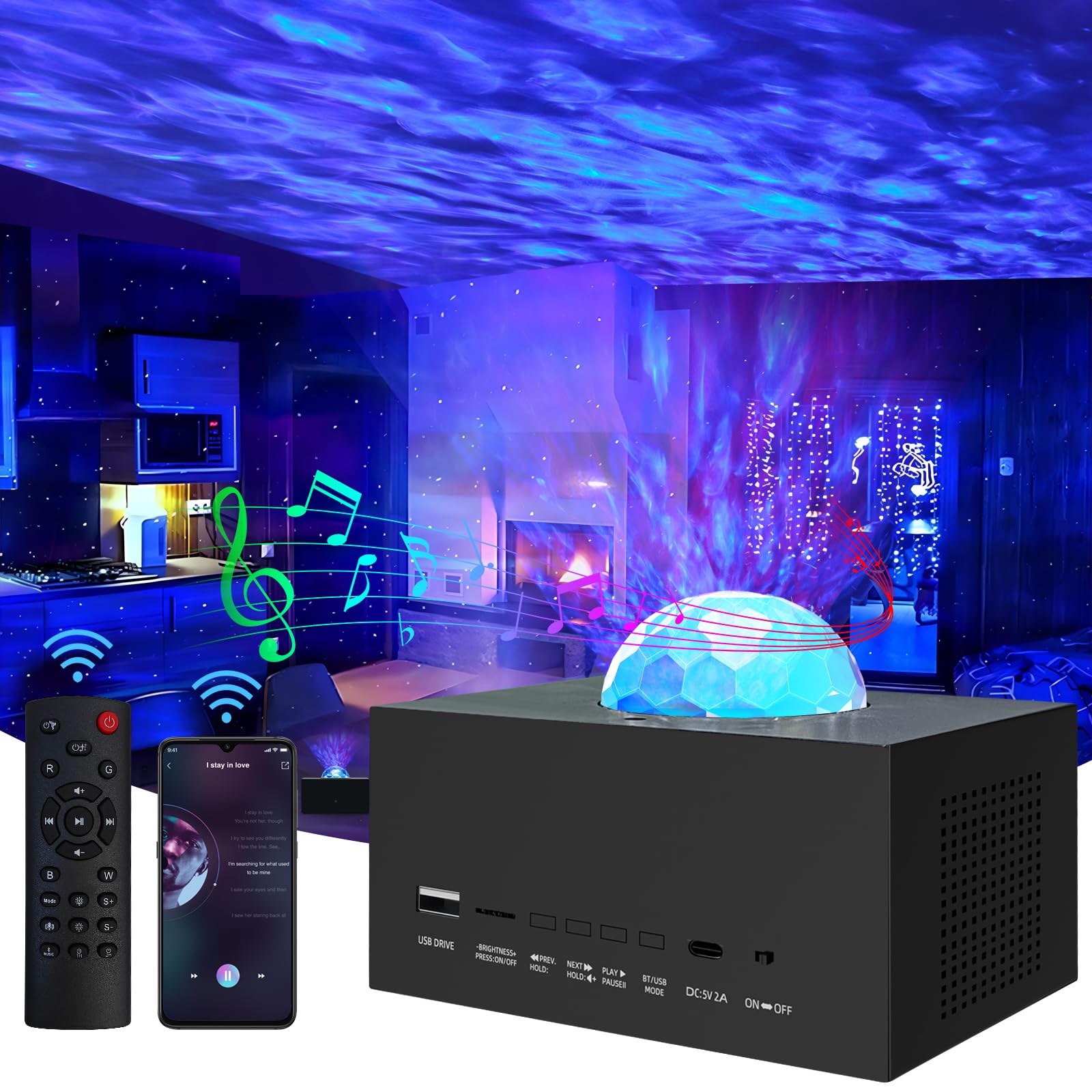 Galaxy Projector,Star Projector with Timer and Remote Control,Multiple Colors LED Night Light Galaxy Projector for Bedroom with 