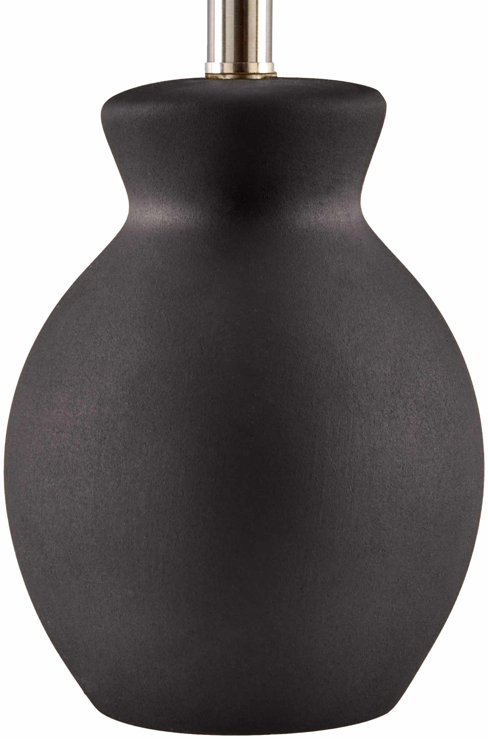 BoutiqueRugs Boho Ceramic and Jute Bedside Table Lamp - 15in H - Black, Beige - Model SPXZVC9-076