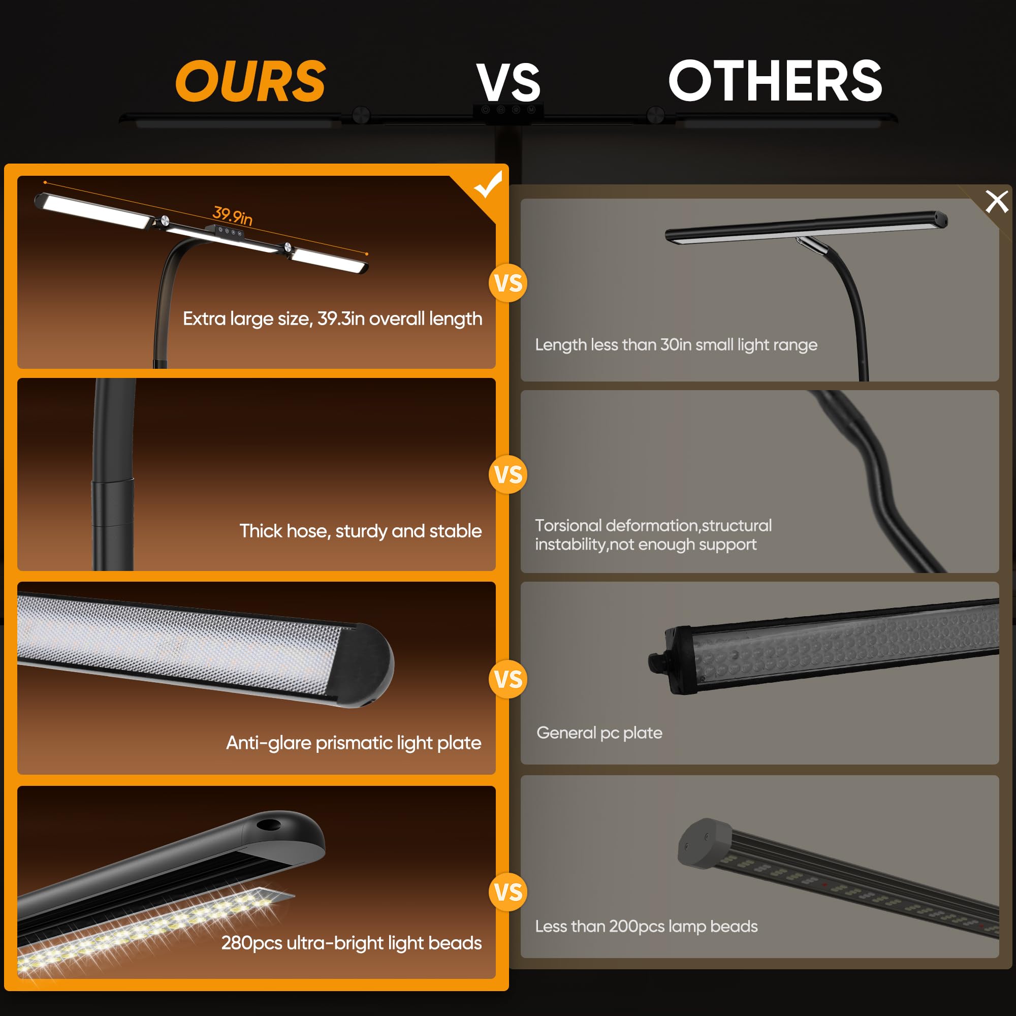 Large Desk Lamps For Home Office, 39.3'' Architect Desk Lamp With Clamp, 24W Ultra Bright Led Desk Light Stepless Dimming Eye-Ca