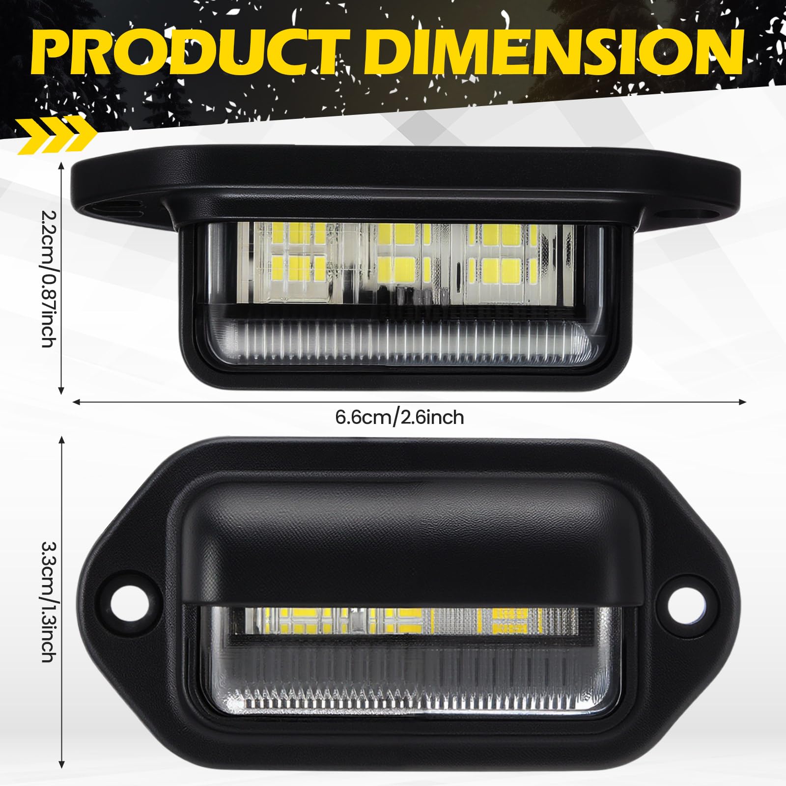 Mudder License Plate Light - 12V, 6 LED, Waterproof Taillight for Truck, SUV, Trailer, RV, Boats
