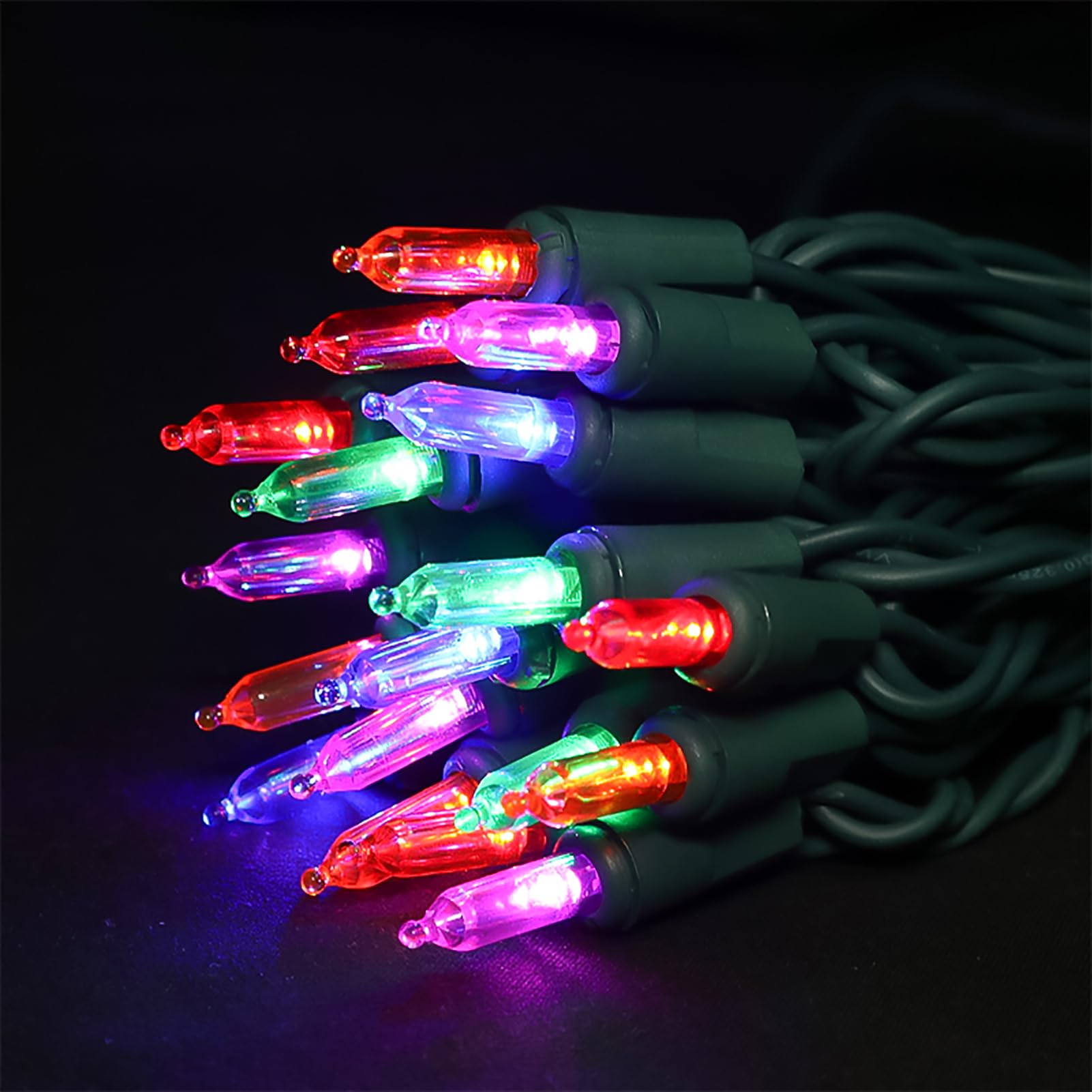 Multi-Sparking Multicolor Christmas Lights (11 Feet, 35 Count) - Led Christmas Tree Lights Green Wire, Mini String Lights For Indoor And Outdoor Christmas Decorations