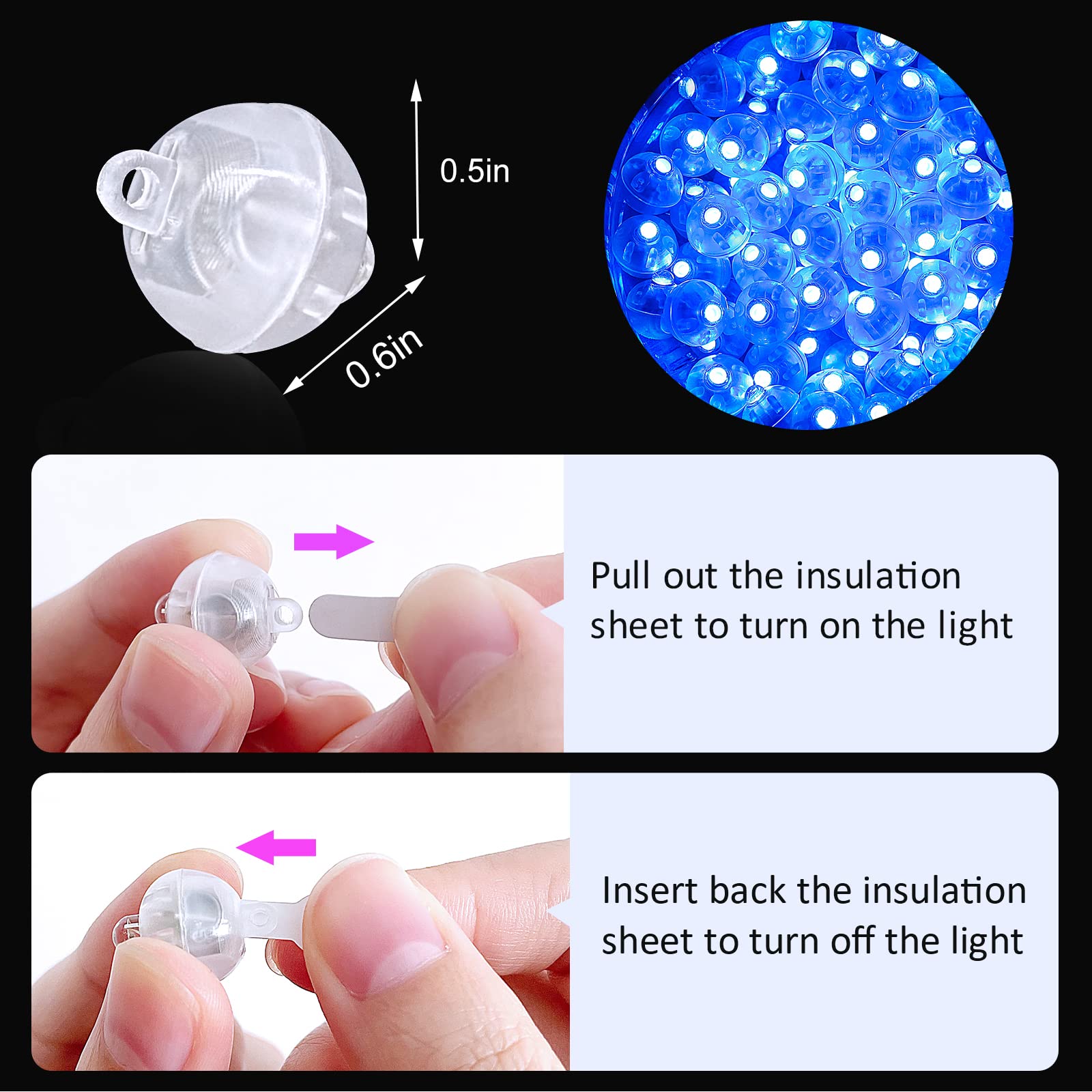 ZGWJ Mini LED Lights for Party Decorations, 100 Pcs Plastic, Glow Steadily Blue, Model A01-Mini