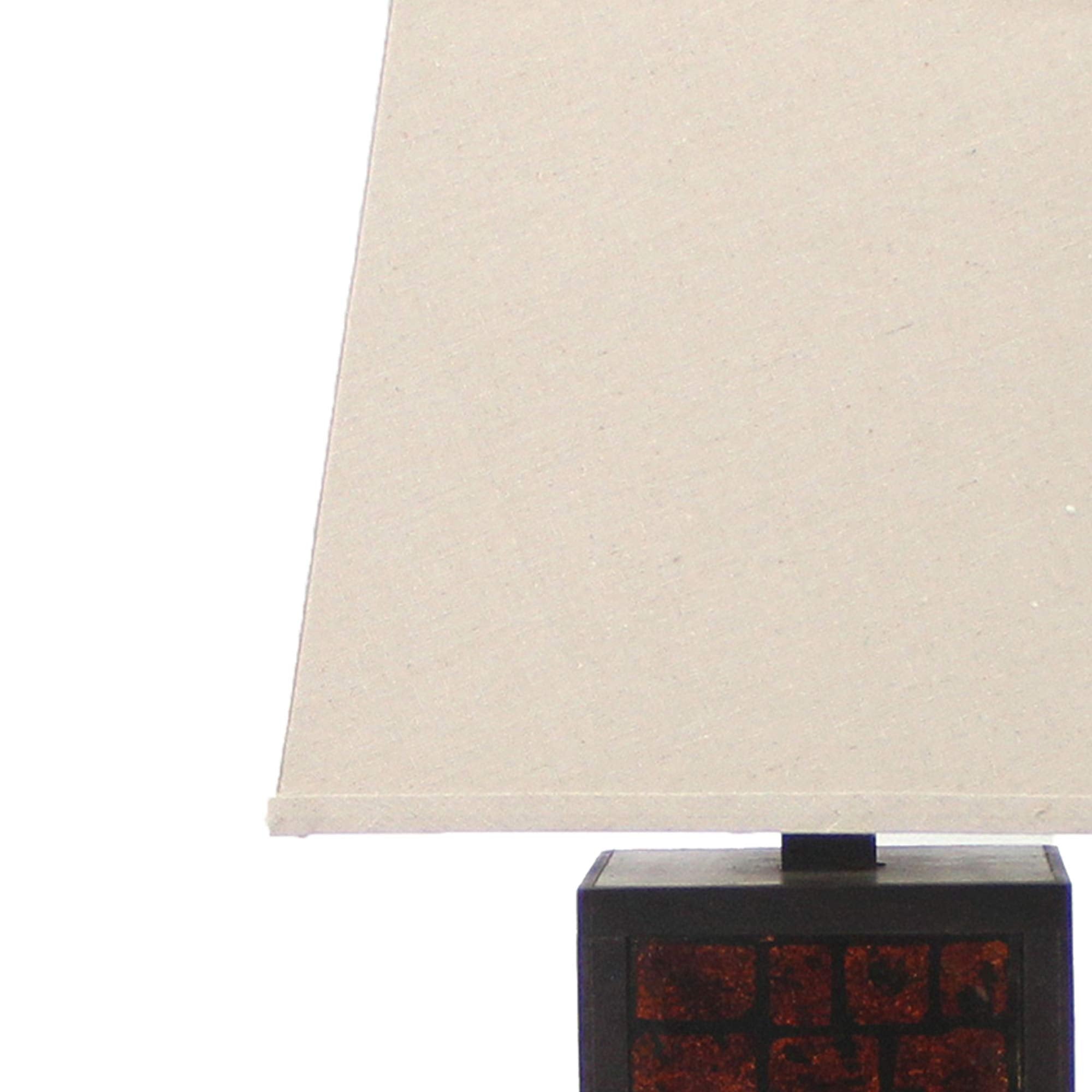 Benzara Rectangular Metal Frame Table Lamp, Brick Pattern, Beige and Brown, Model BM217240