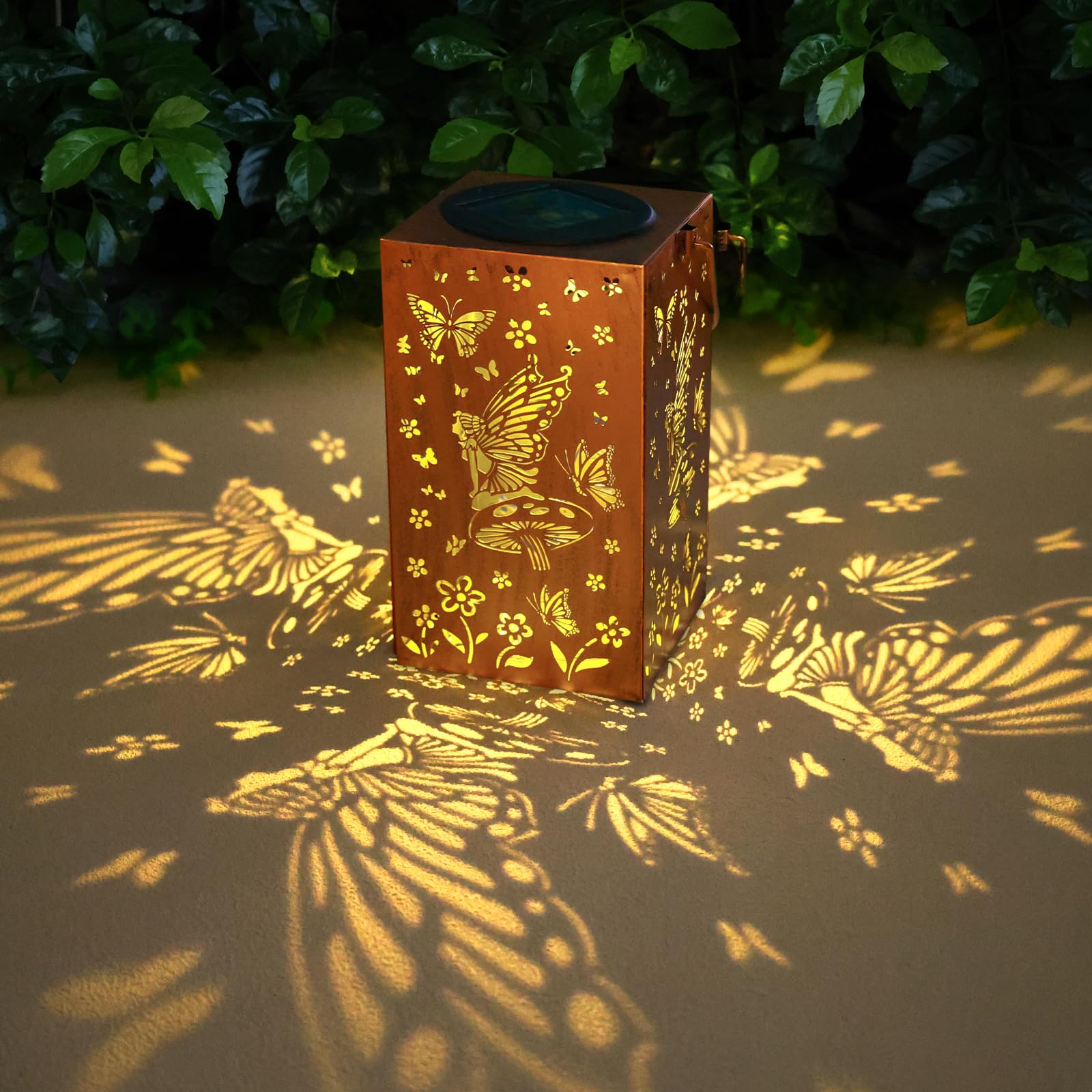 Solar Lanterns Outdoor Waterproof Lights Hanging Butterfly Metal Fairy LED Lantern Decorative Garden Decor for Yard,Porch,Patio,