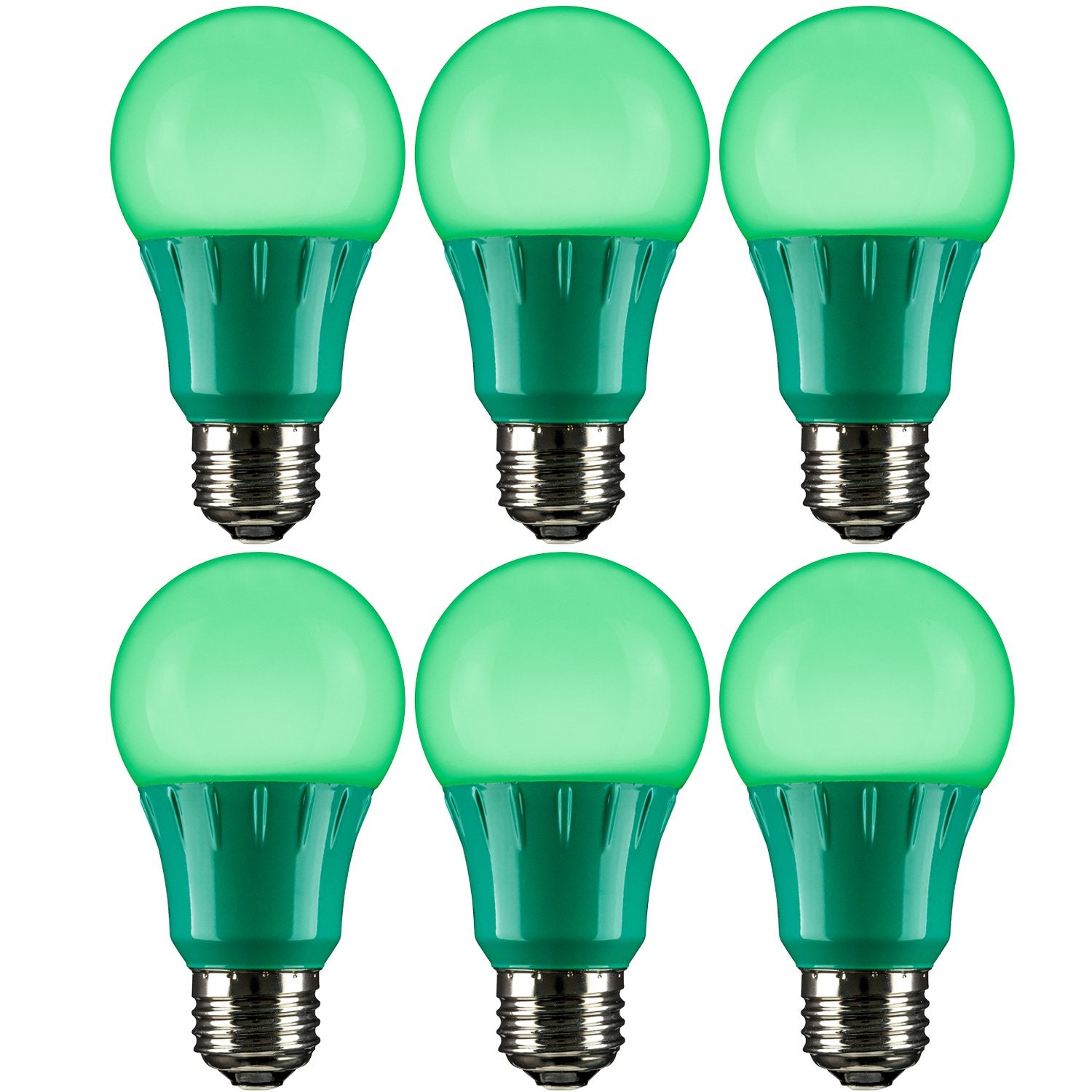 Sunlite 40469 Led A19 Colored Light Bulb  3 Watts (25W Equivalent)  E26 Medium Base  Non-Dimmable  Ul Listed  Party Decoration  Holiday Lighting  6 Count  Green