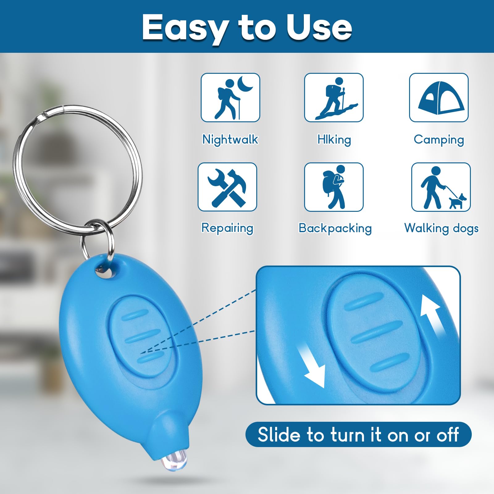 7 Pcs Led Keychain Flashlight Mini Keychain Light Ultra Bright Tiny Flashlight Small Portable Light Battery Powered With Key Rin