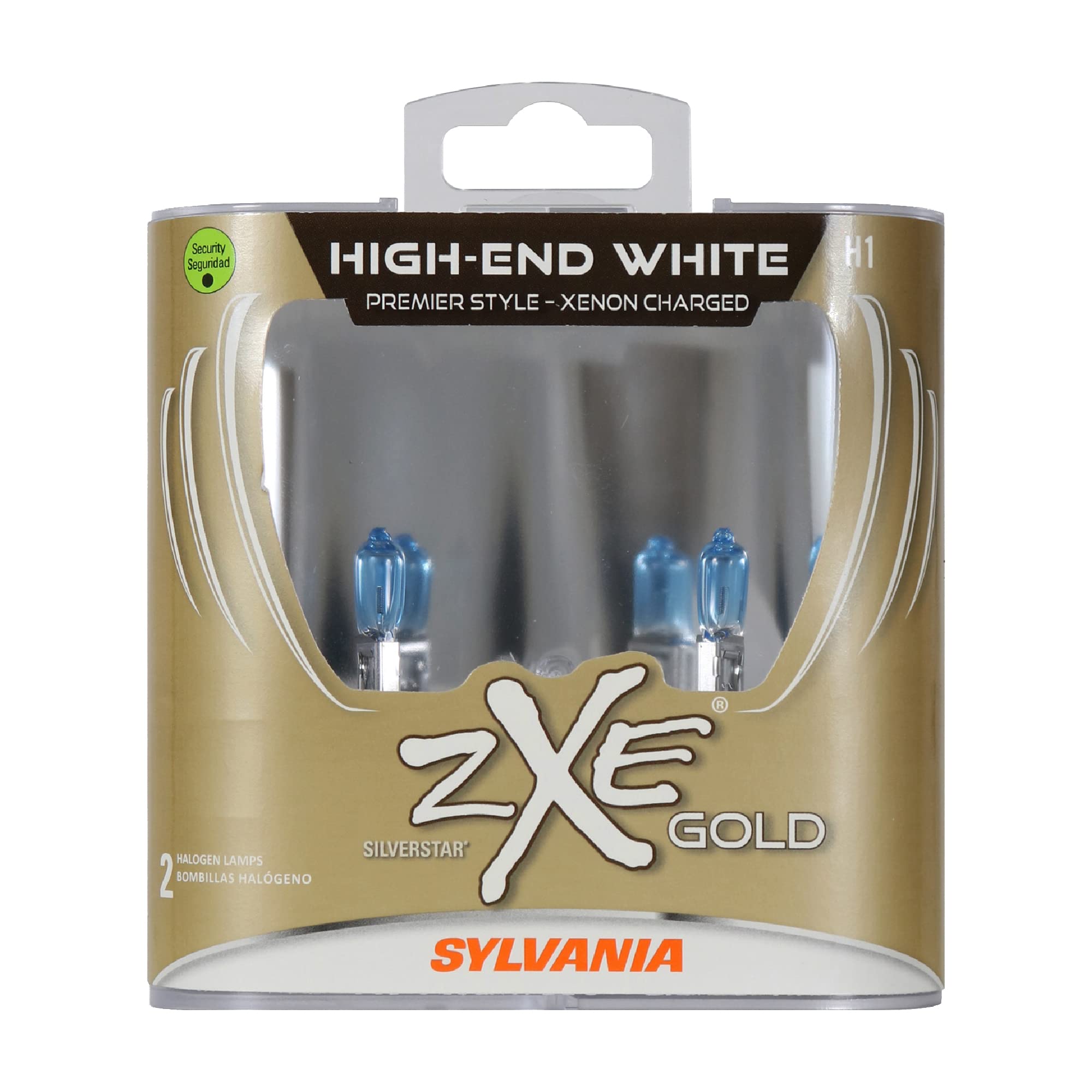 SYLVANIA H1 SilverStar zXe GOLD Halogen Headlight Bulb - Bright White Light Output, Xenon Charged Technology, Model: ULBAR20INCB1V2.BX