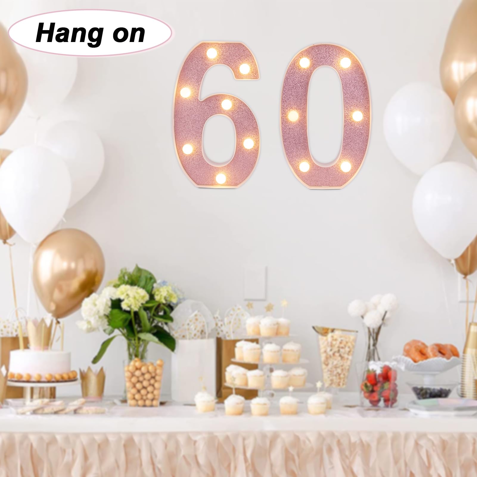 DyingSwan LED Marquee Number 0, Light Up Table Decor, 8.58 Inch, Pink Glitter, Battery Powered, Plastic