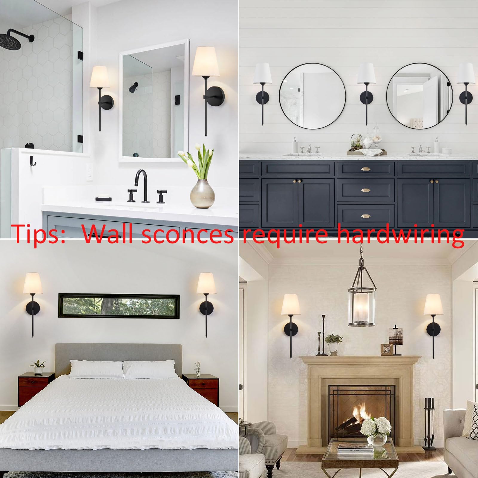 KUAUGST Wall Sconces Sets of 2, Retro Industrial Design, Black1, Model: Wall Sconces-002, Suitable for Bathroom, Living Room, Kitchen